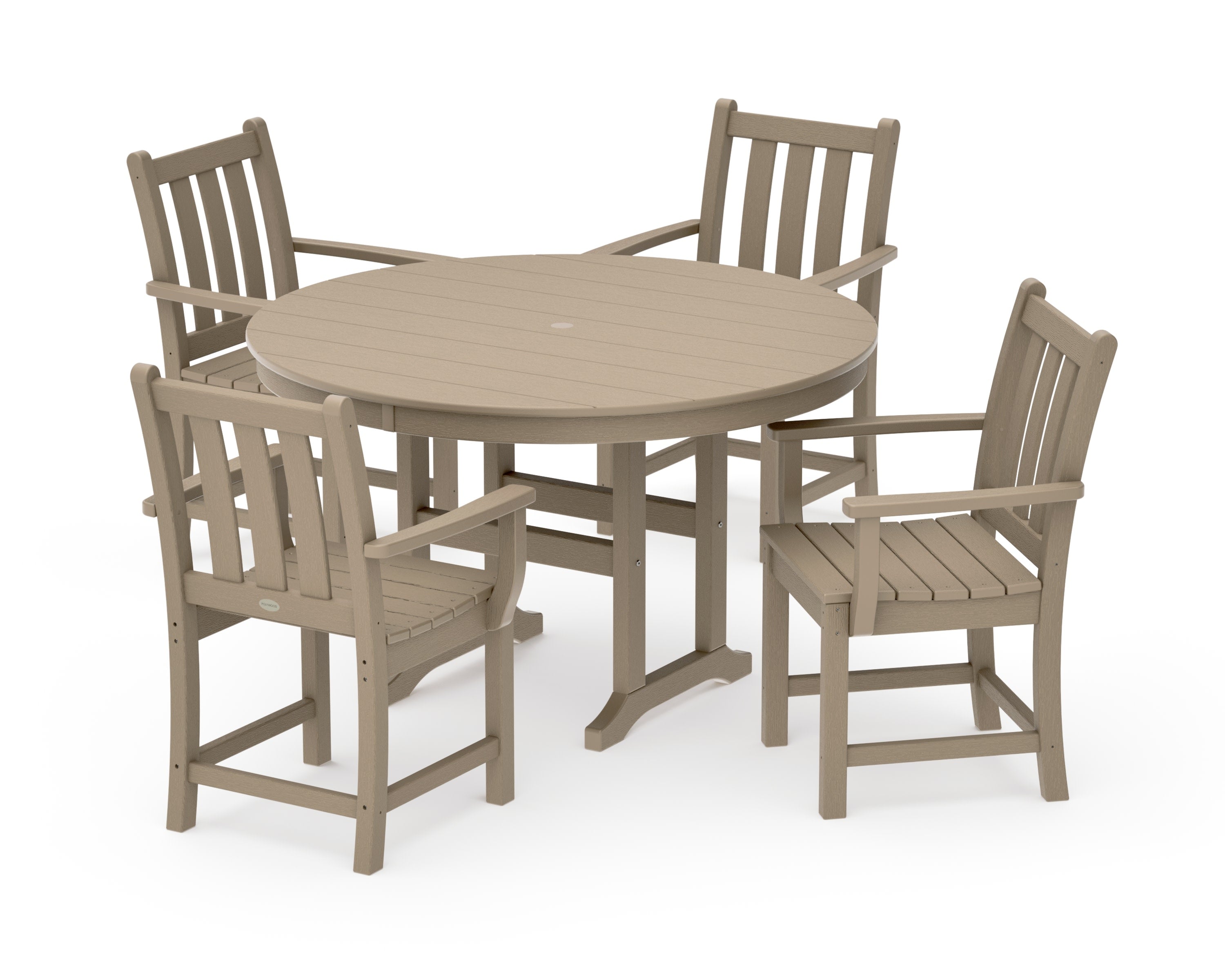 Traditional Garden 5-Piece Round Farmhouse Dining Set in Vintage Sahara