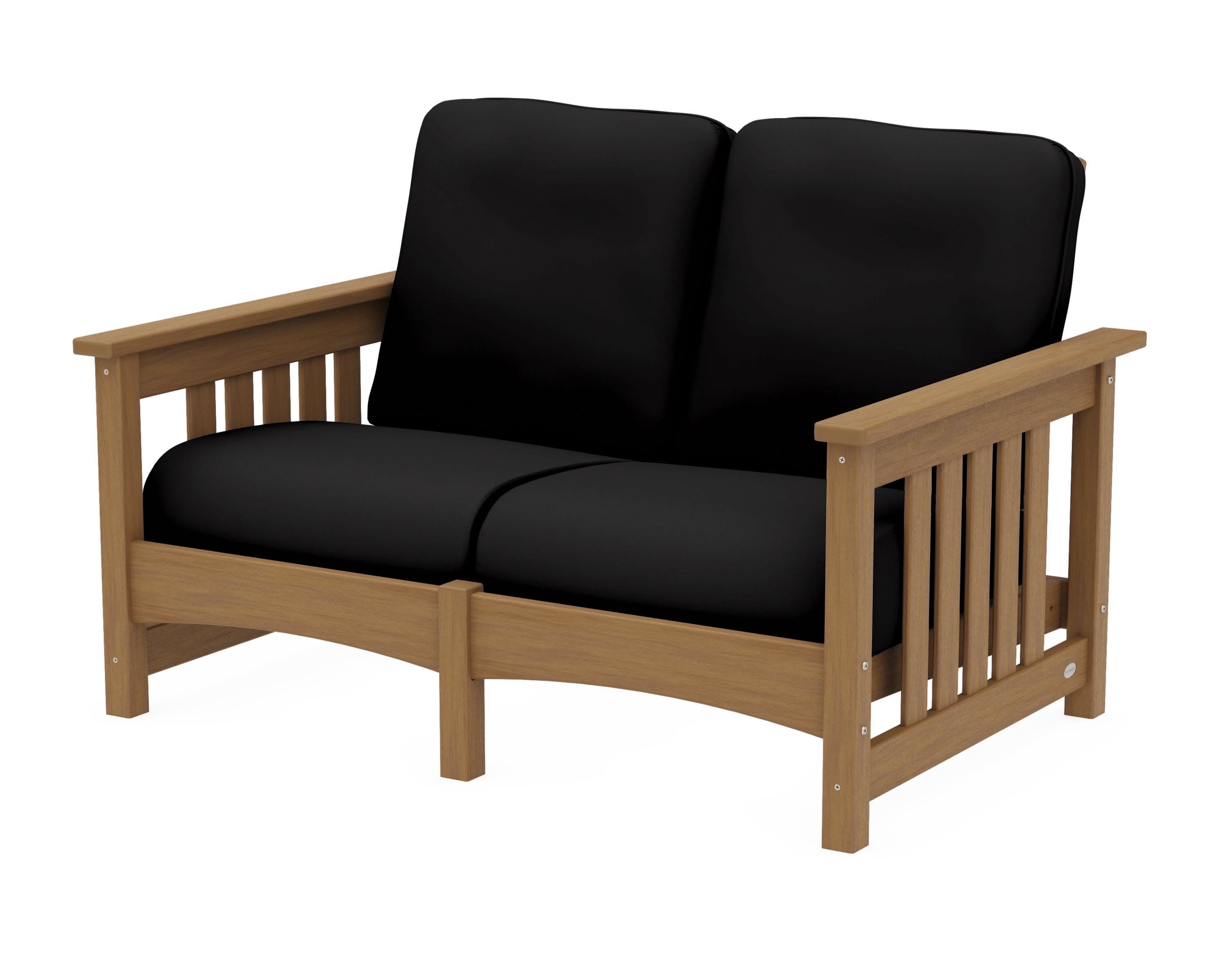 Club Mission Loveseat in Natural / Canvas Black