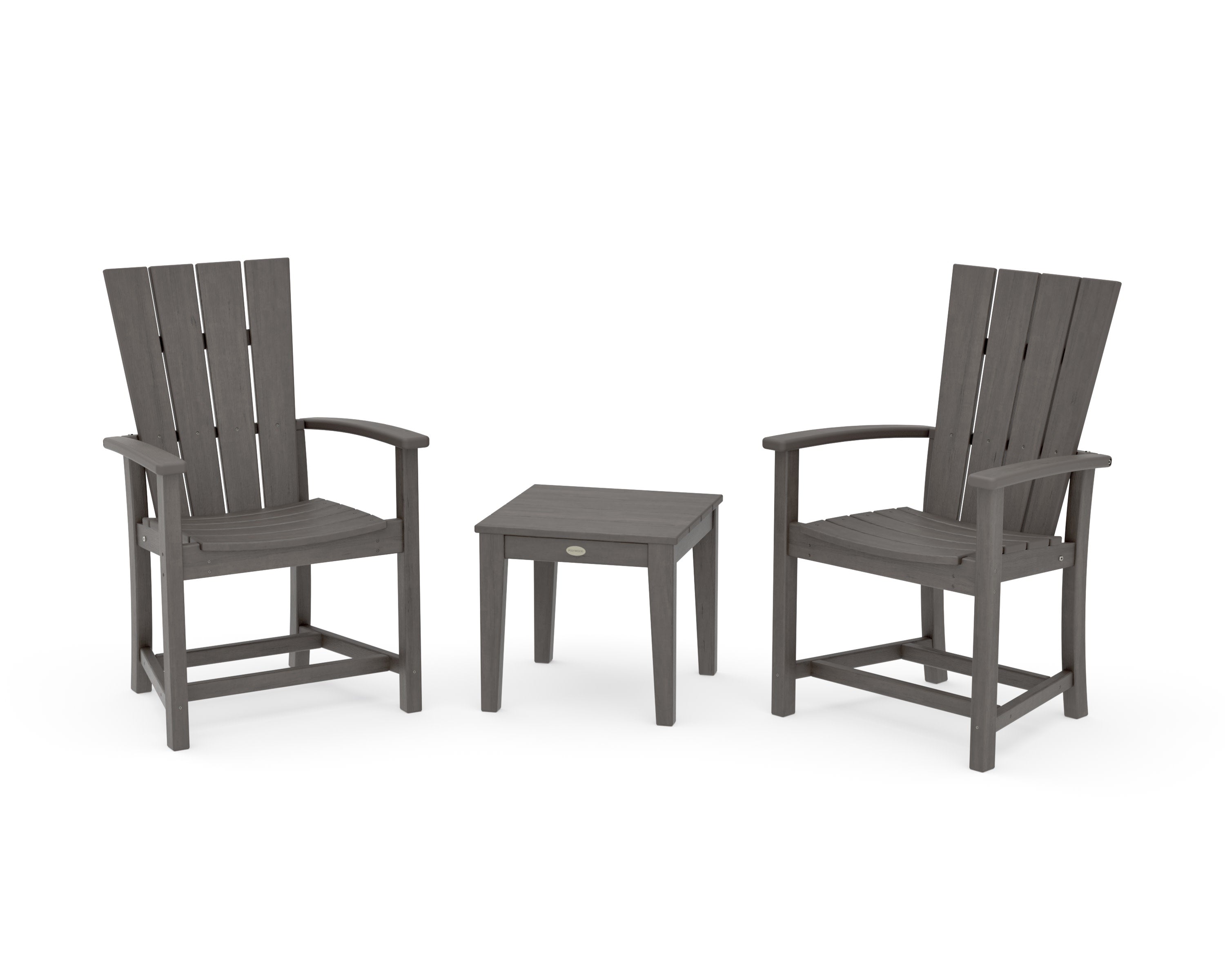 Quattro 3-Piece Upright Adirondack Chair Set in Driftwood