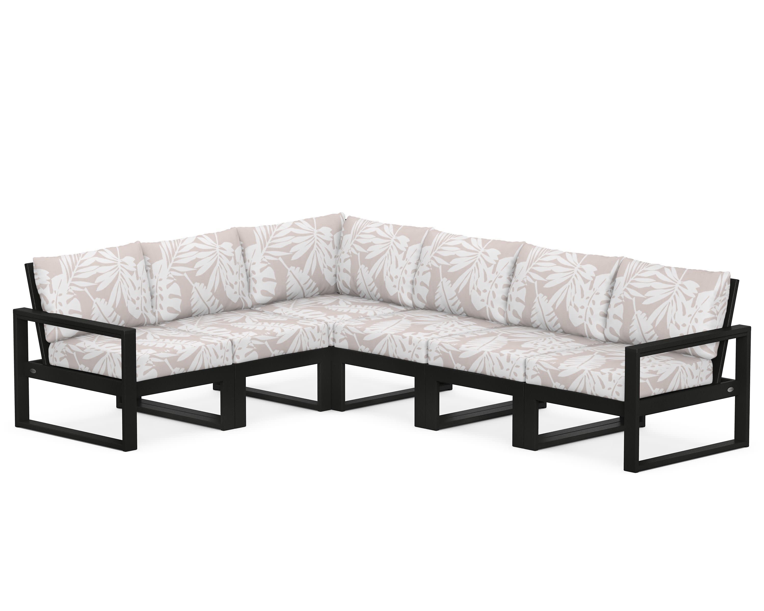 EDGE 6-Piece Modular Deep Seating Set in Black / Leaf Dune Burlap