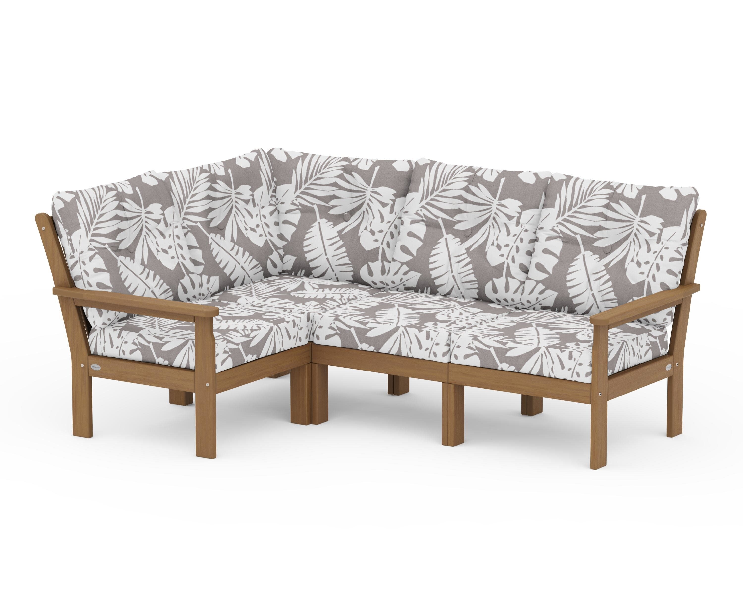 Vineyard 4-Piece Sectional in Natural / Leaf Grey Mist