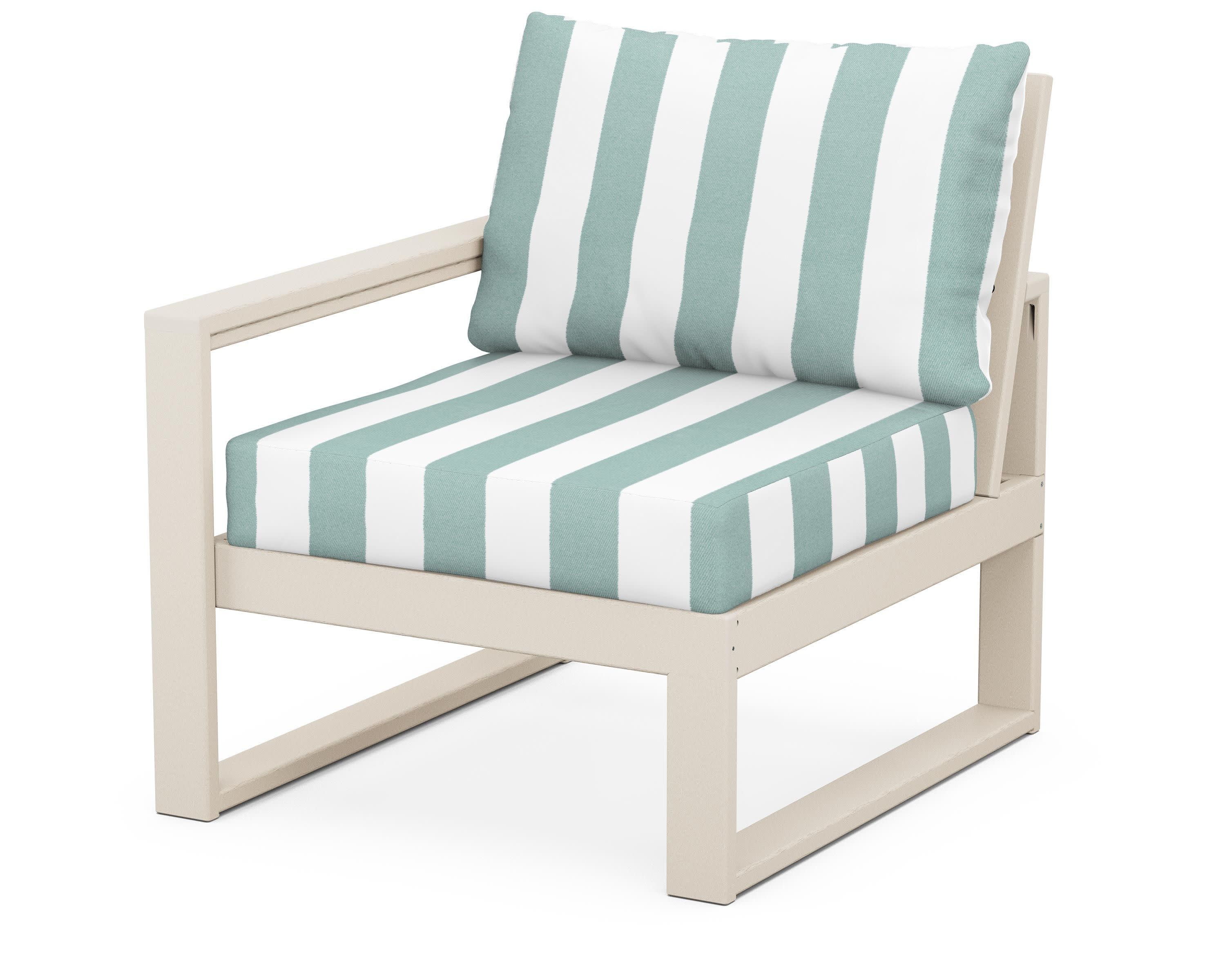 EDGE Modular Left Arm Chair in Sand / Cabana Stripe Glacier Spa