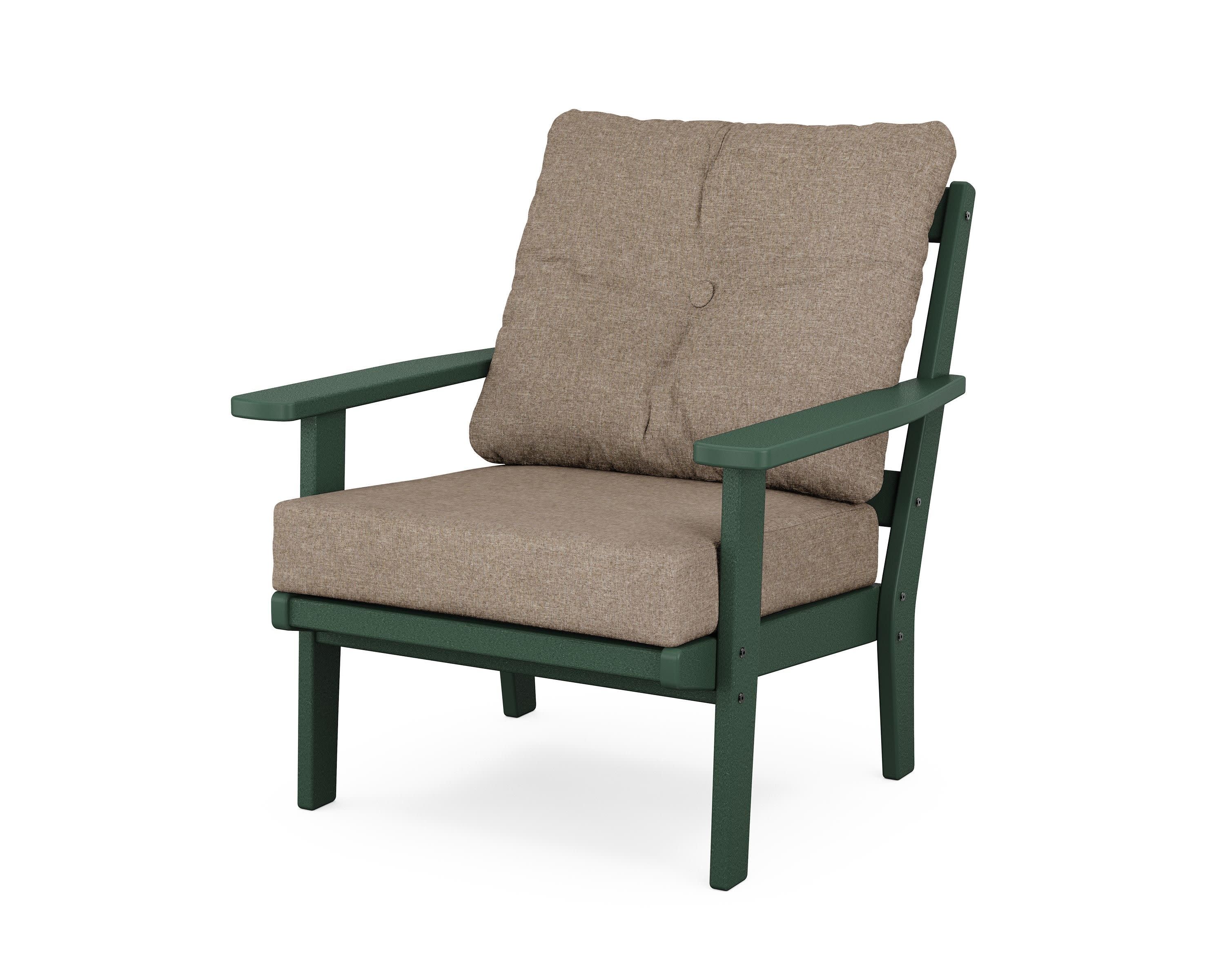 Oxford Deep Seating Chair in Green / Spiced Burlap