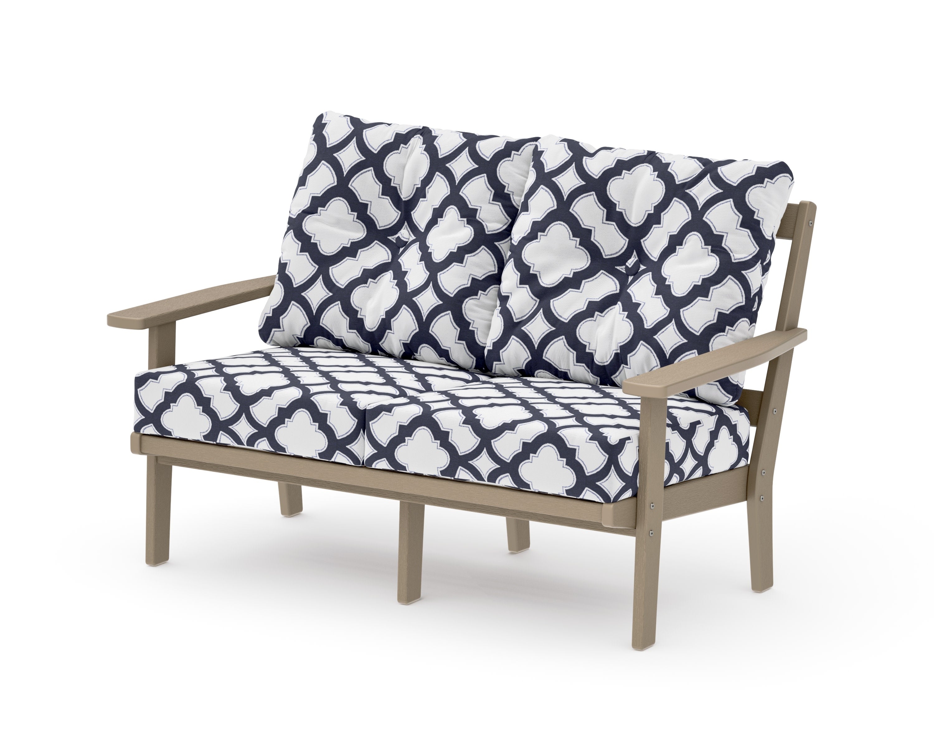 Prairie Deep SeatingLoveseat in Vintage Sahara / Trellis Navy
