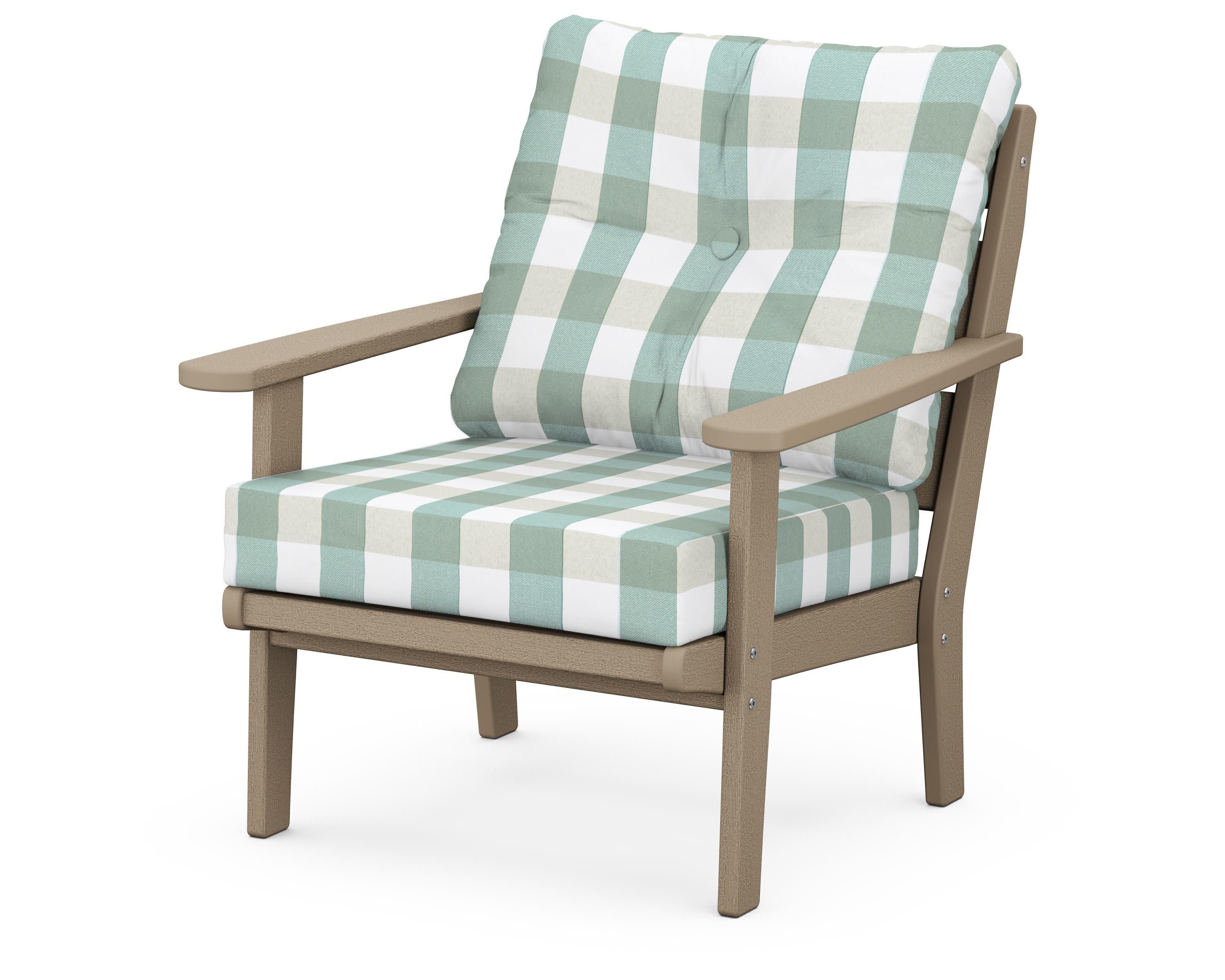 Lakeside Deep Seating Chair in Vintage Sahara / Buffalo Plaid Glacier Spa