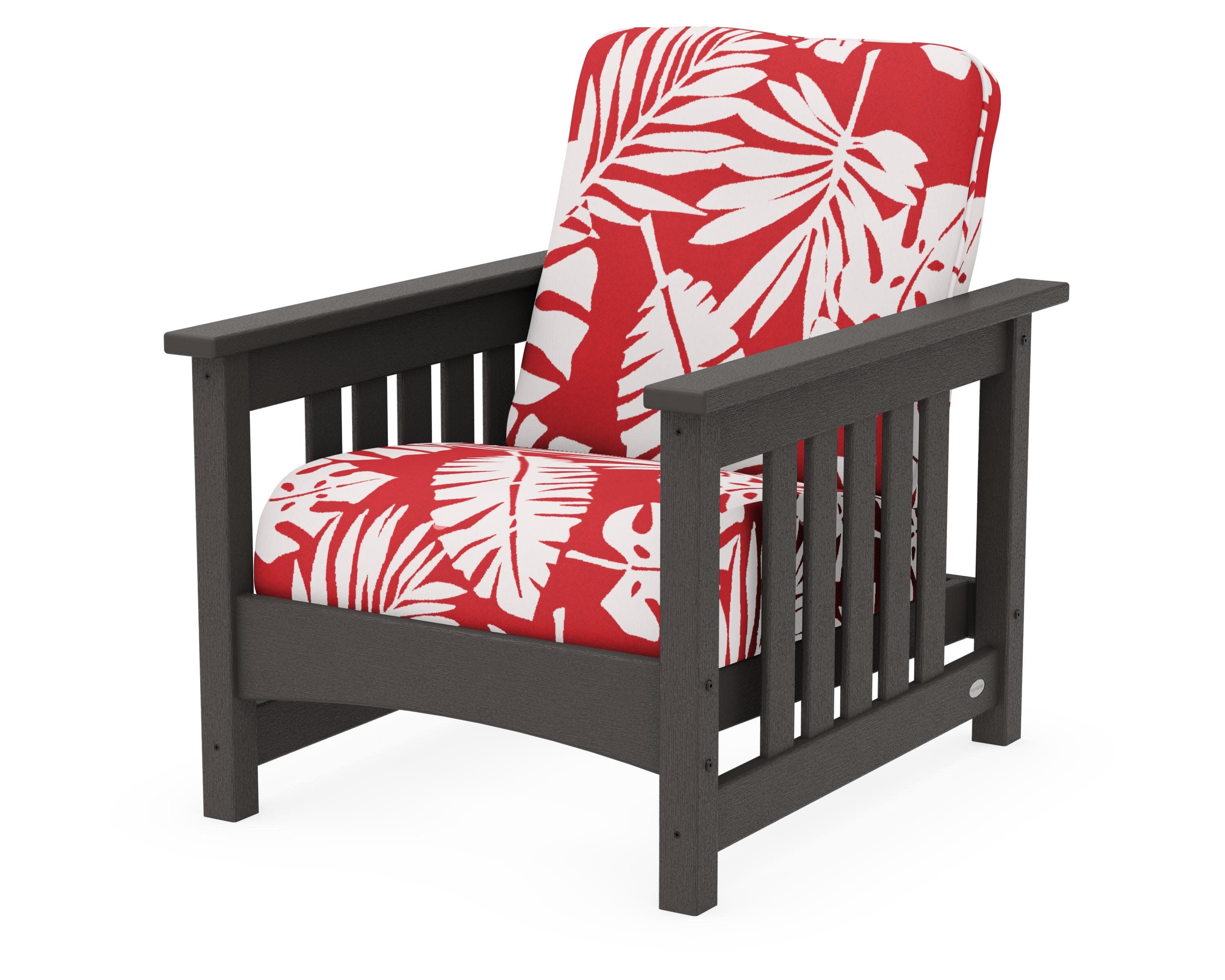 Club Mission Chair in Vintage Coffee / Leaf Crimson