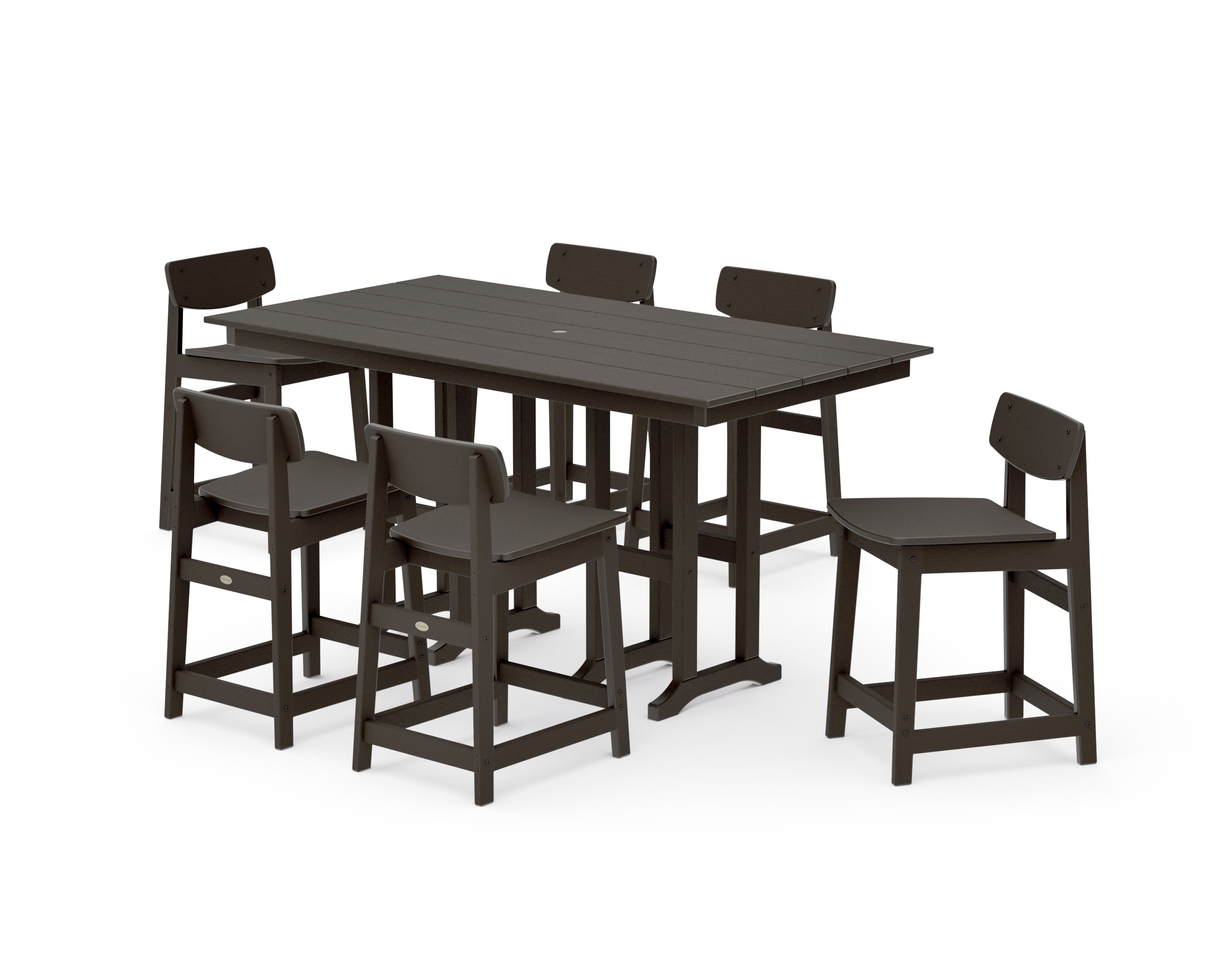 Modern Studio Urban Lowback Counter Chair 7-Piece Set in Vintage Coffee