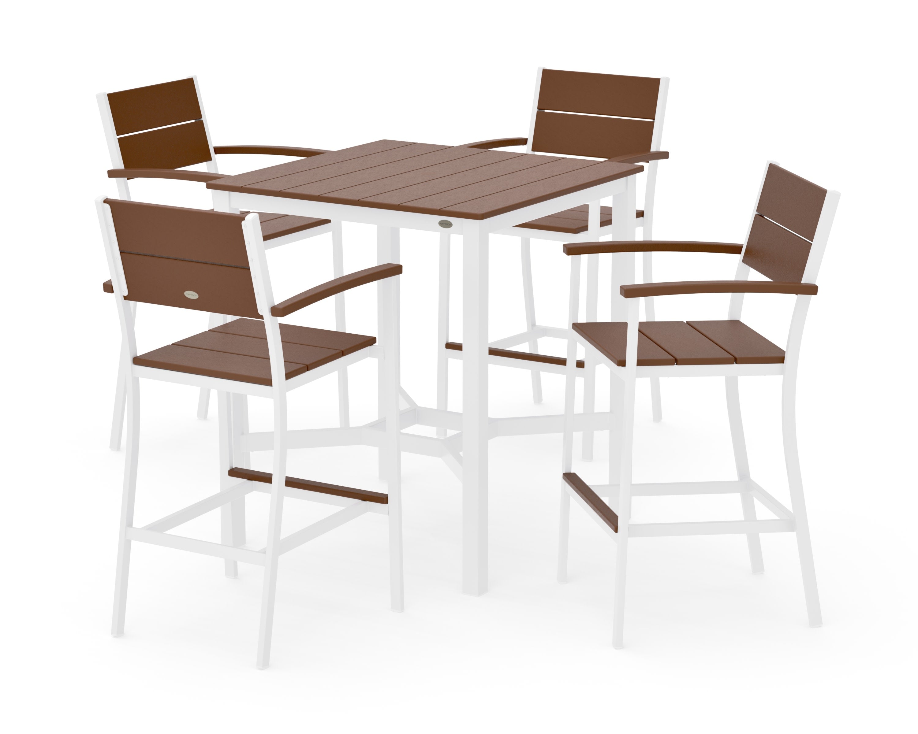 Main Street 5-Piece Bar Set in White / Teak