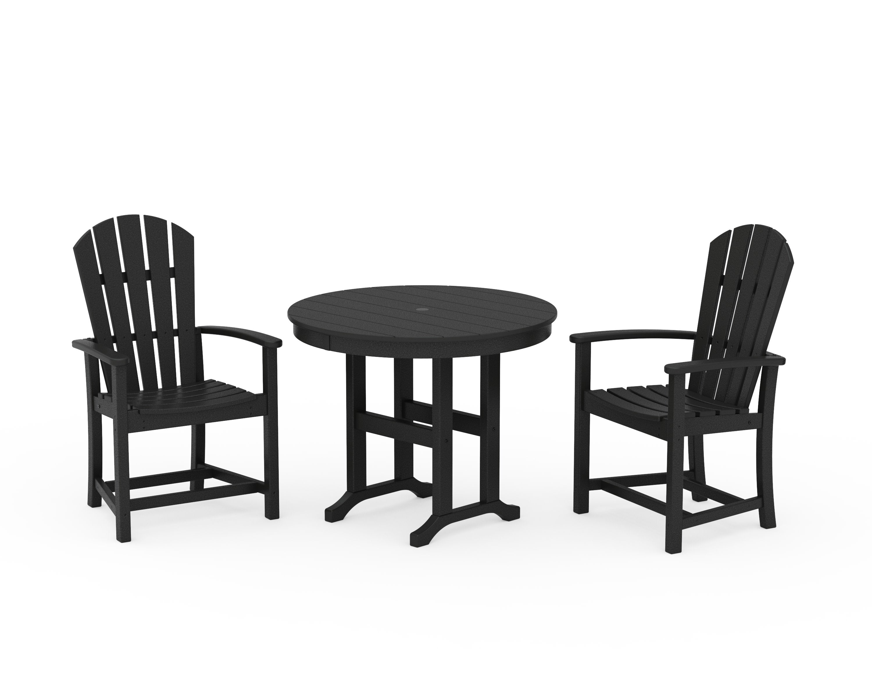 Palm Coast 3-Piece Round Farmhouse Dining Set in Black