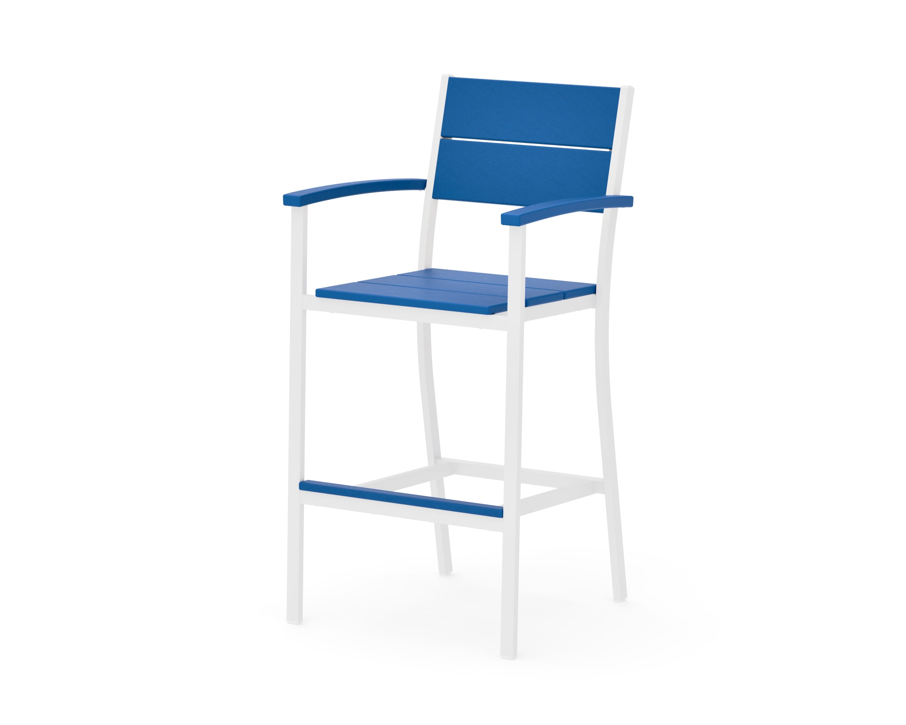 Main Street Bar Arm Chair in White / Pacific Blue