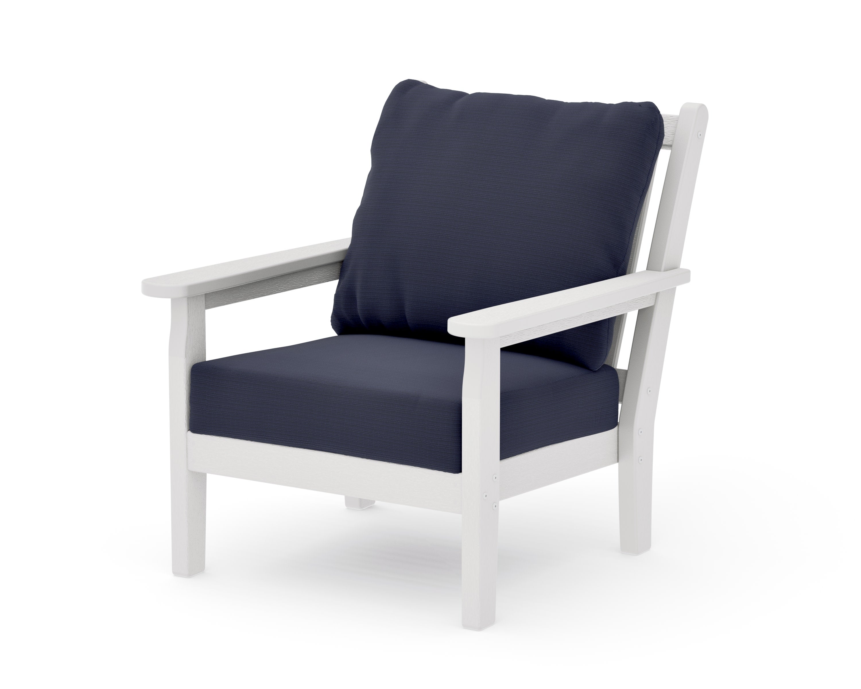 Chippendale Deep Seating Chair in Vintage White / Navy Linen