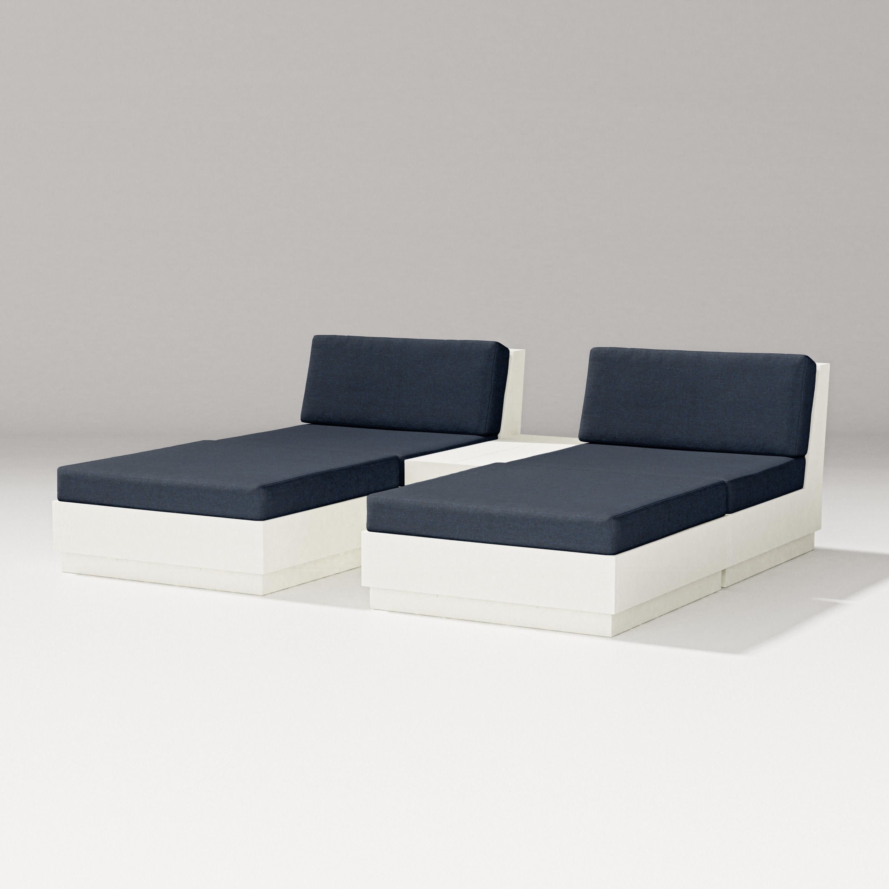 Elevate Double Chaise Set in Vintage White / Marine Indigo