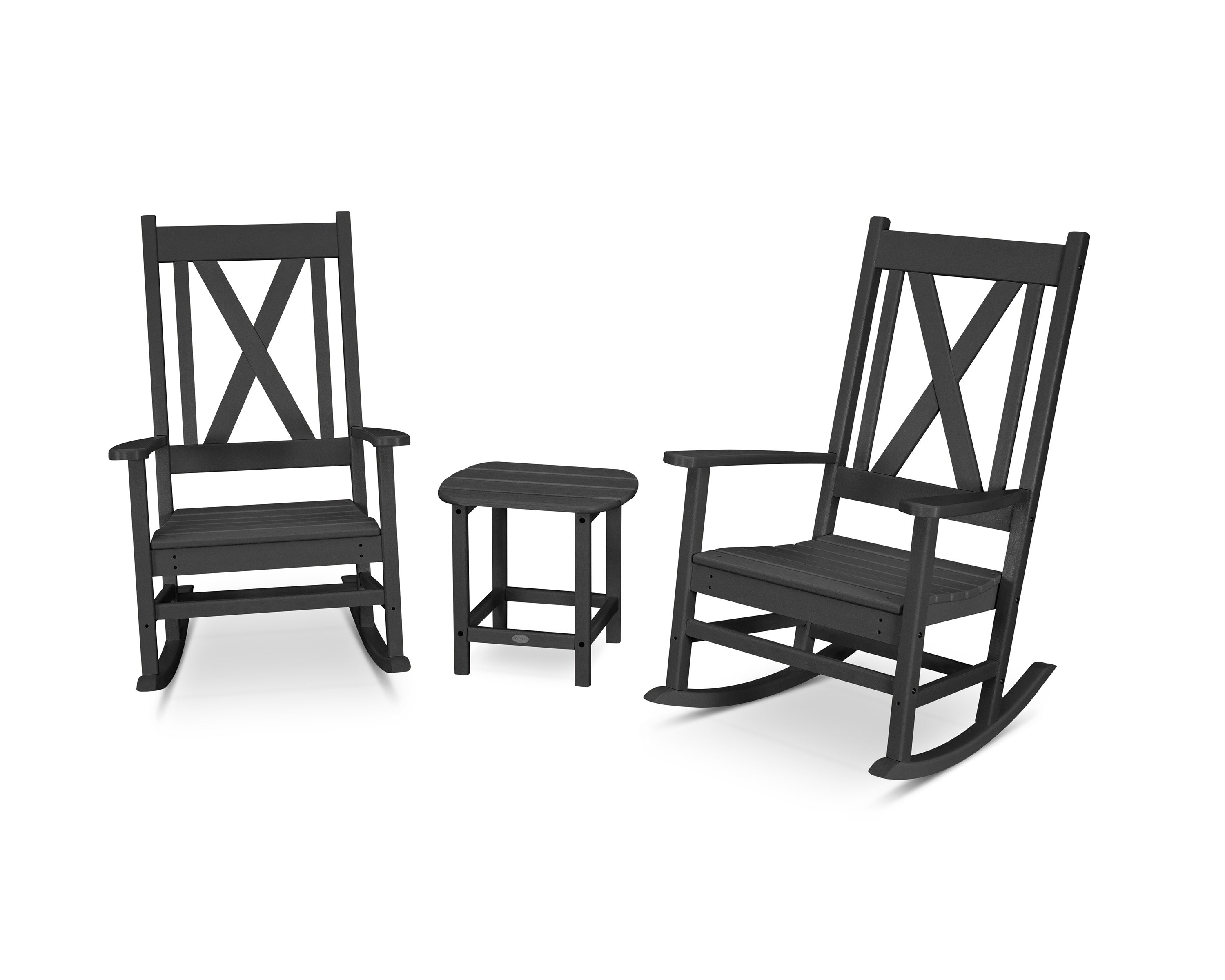 Braxton 3-Piece Porch Rocking Chair Set in Black