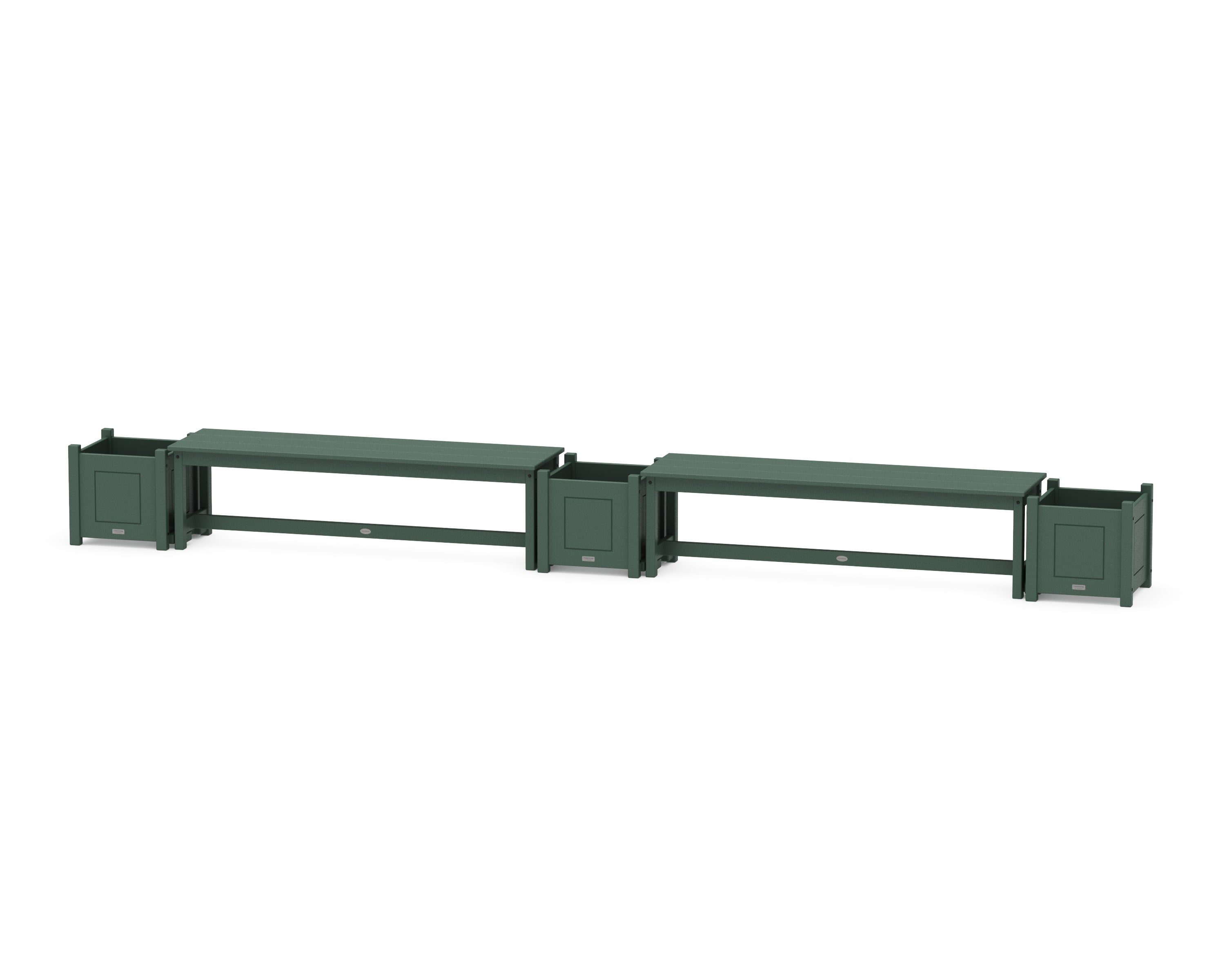 60" Country Living Straight Double Planter Bench Set in Green