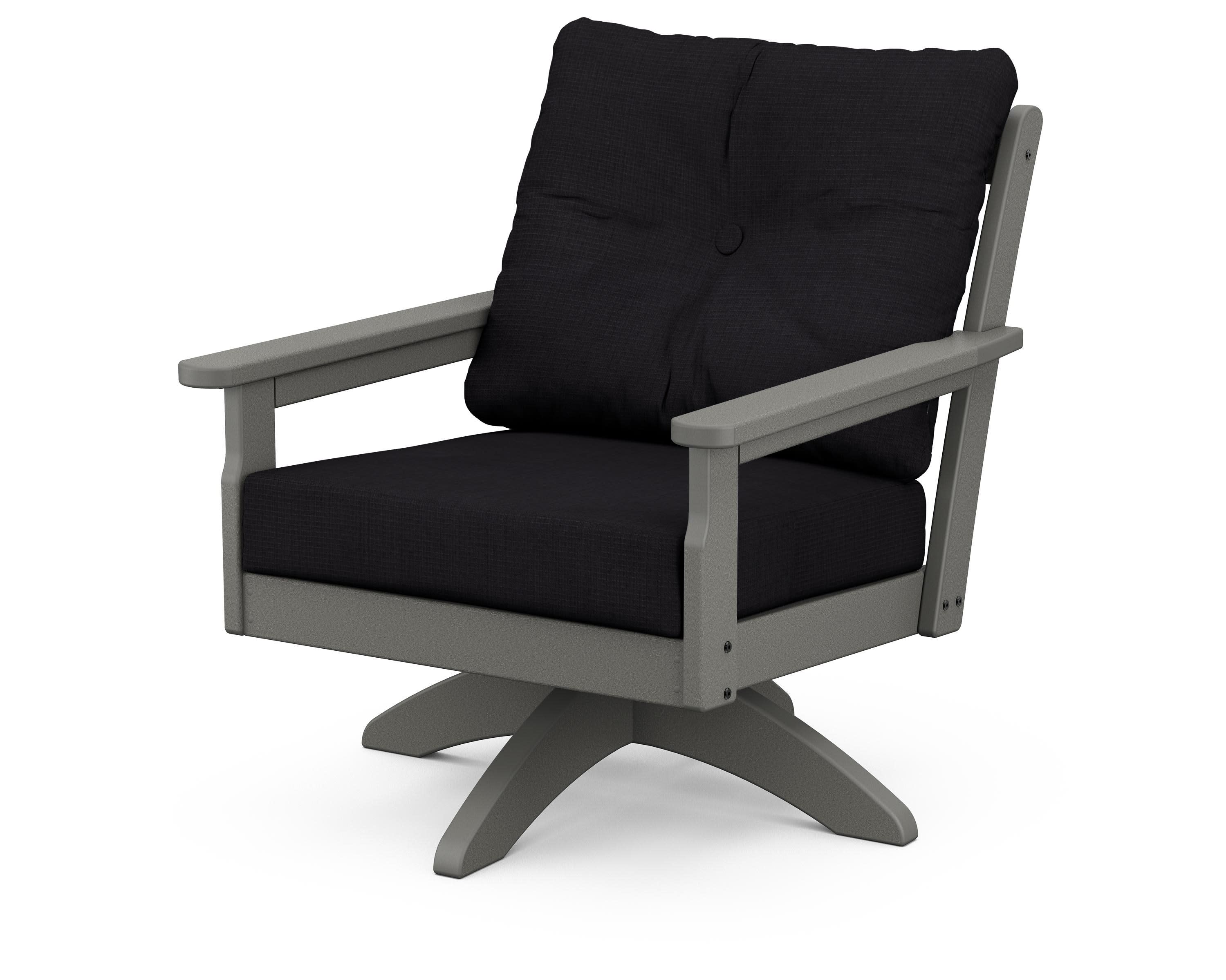 Vineyard Deep Seating Swivel Chair in Slate Grey / Midnight Linen