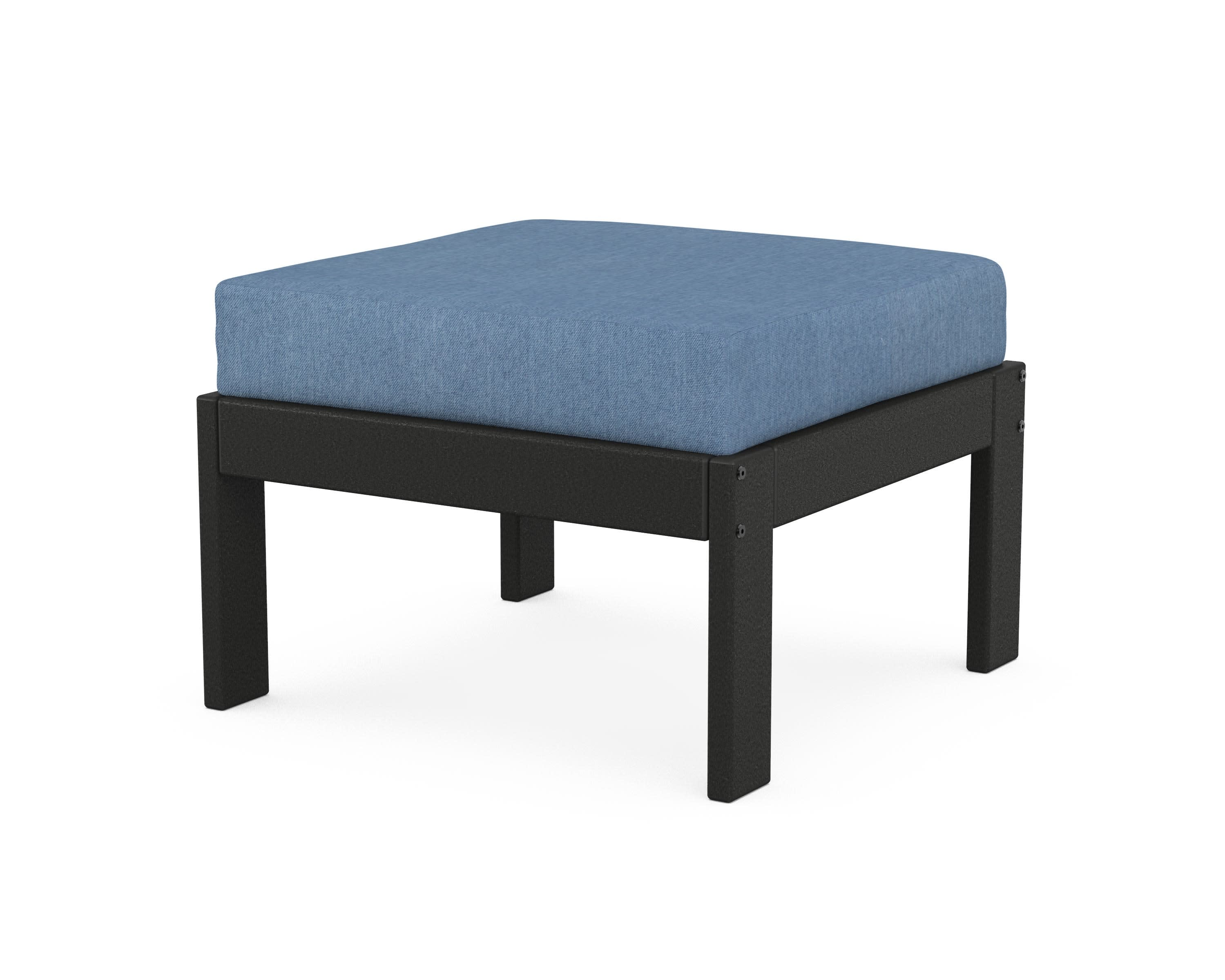 Vineyard Modular Ottoman in Black / Sky Blue