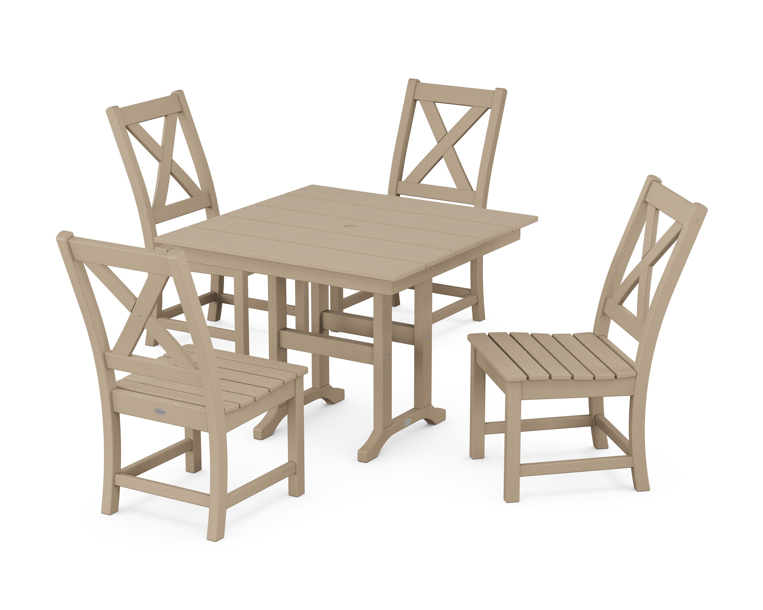Braxton Side Chair 5-Piece Farmhouse Dining Set in Vintage Sahara