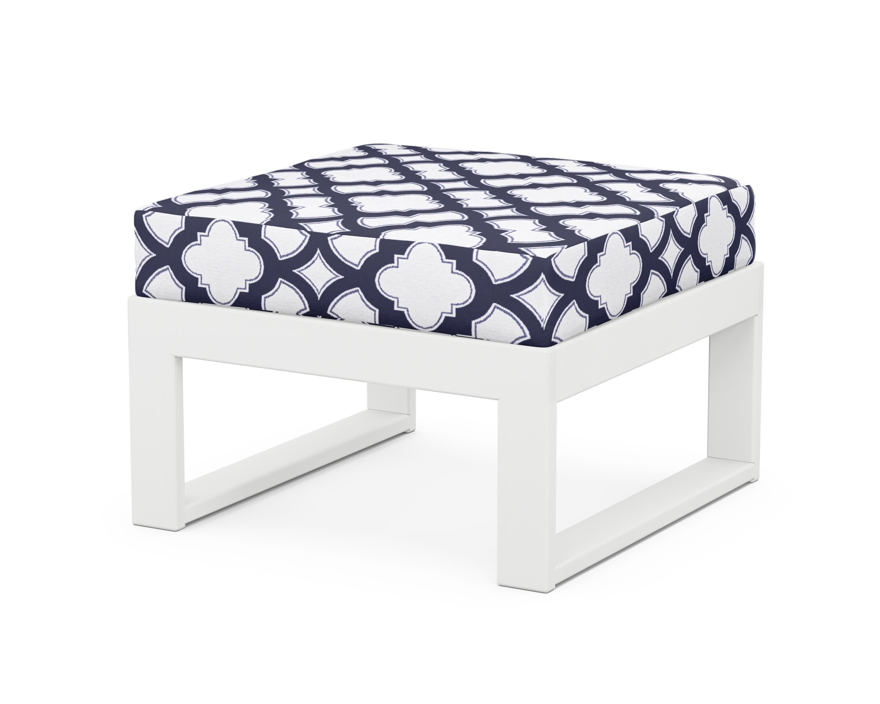 Modular Ottoman - Modern in White / Trellis Navy