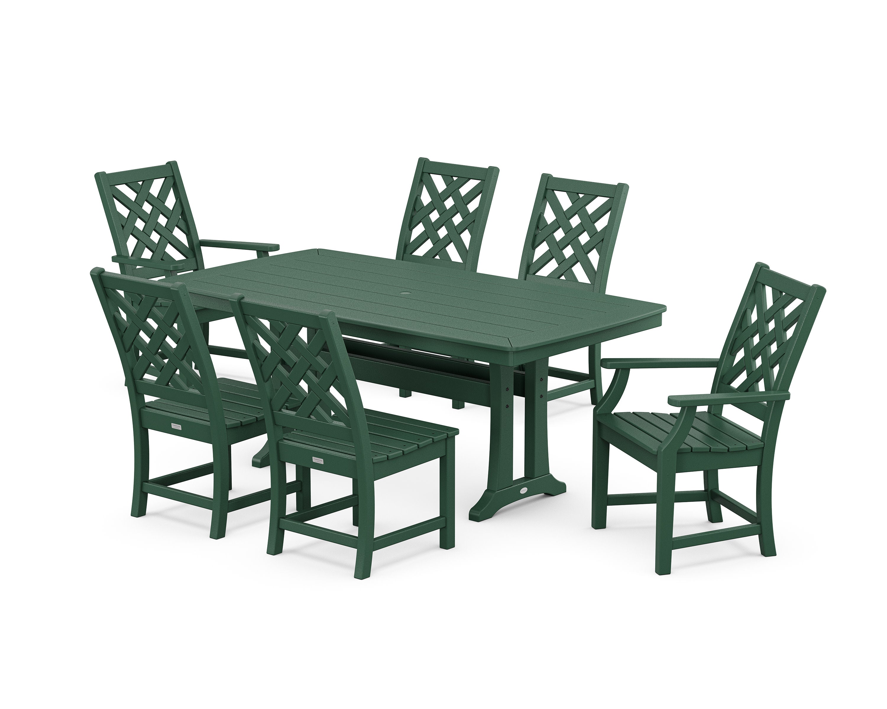 Wovendale 7-Piece Dining Set with Trestle Legs in Green