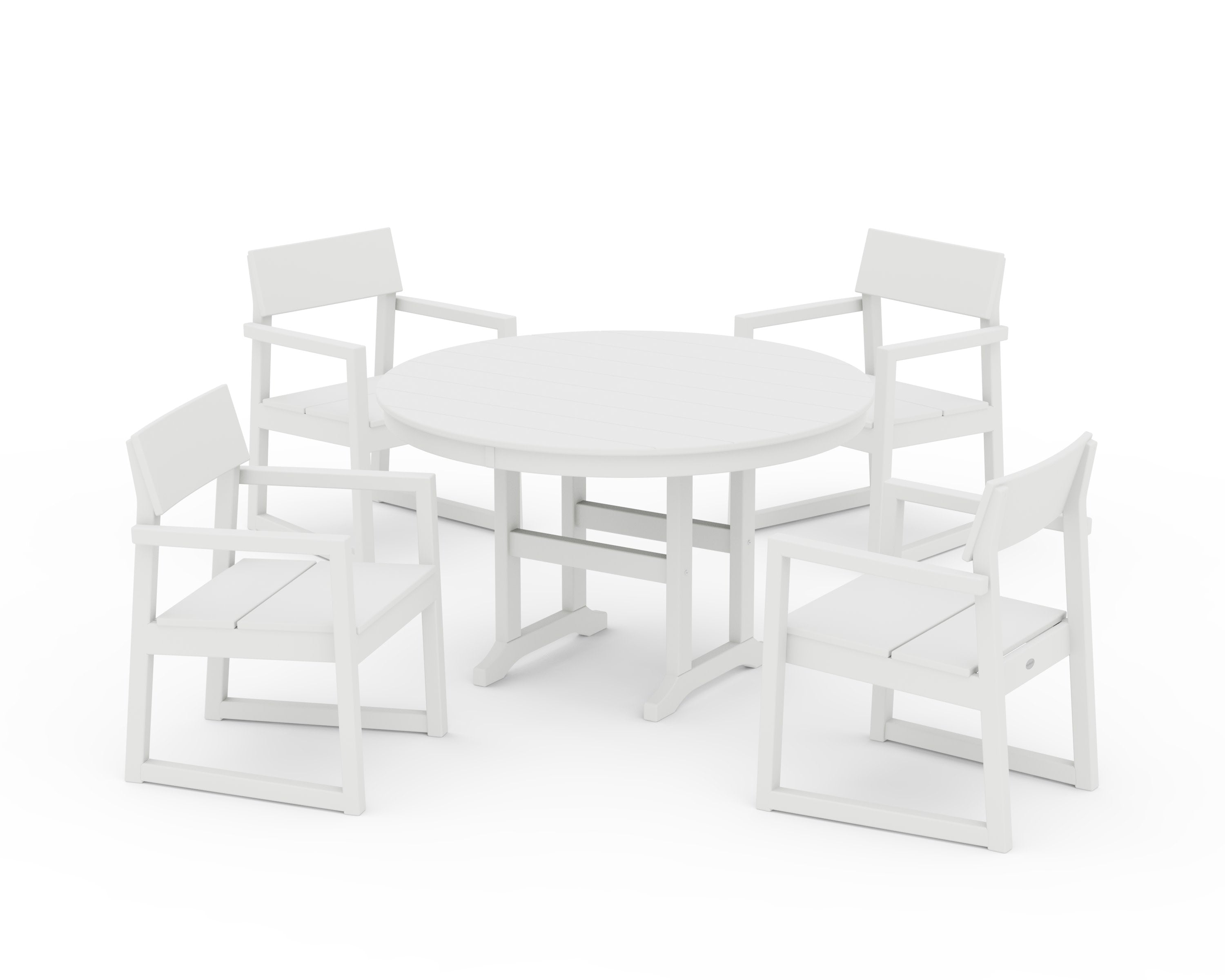 EDGE 5-Piece Round Farmhouse Dining Set in White