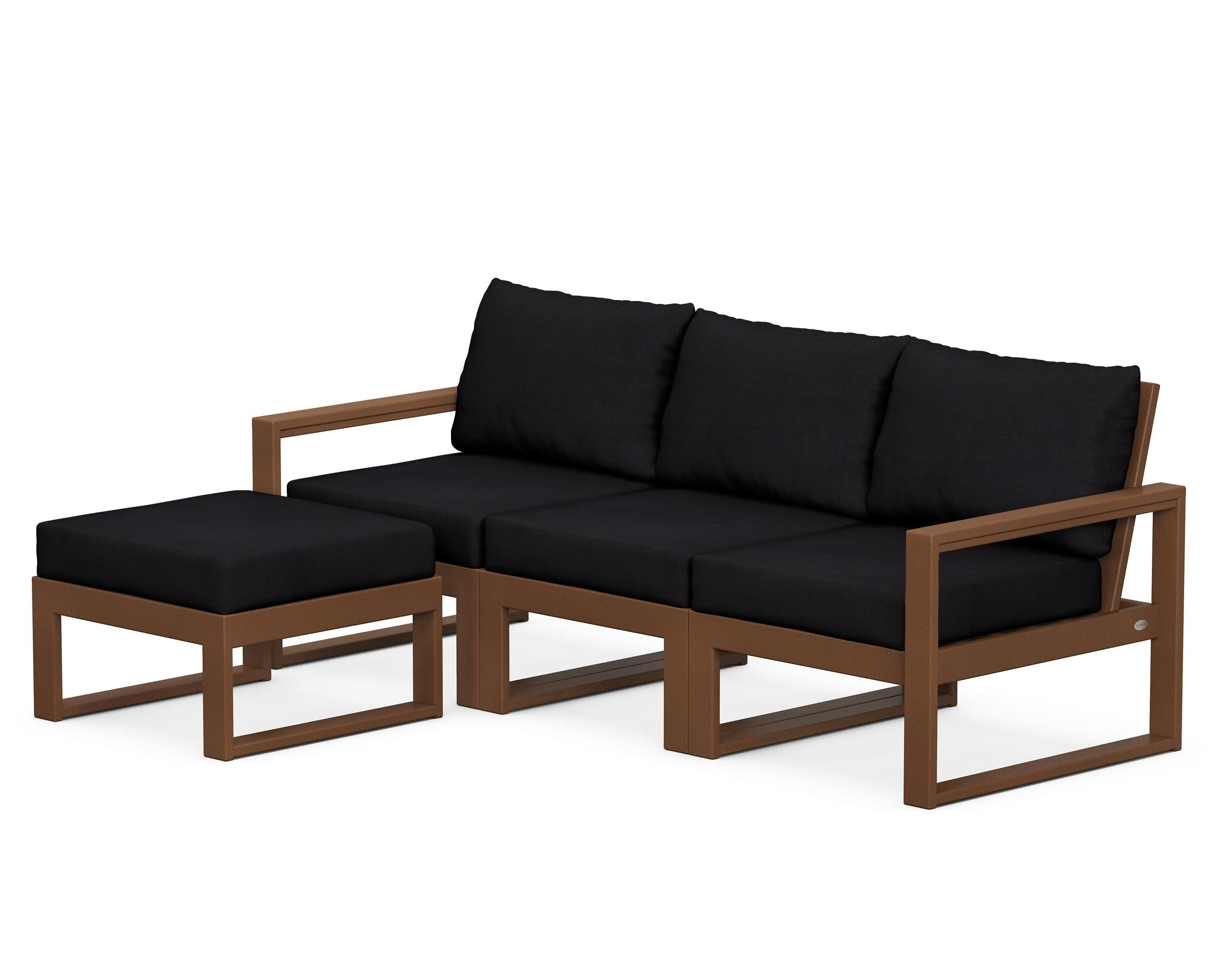EDGE 4-Piece Modular Deep Seating Set with Ottoman in Teak / Midnight Linen