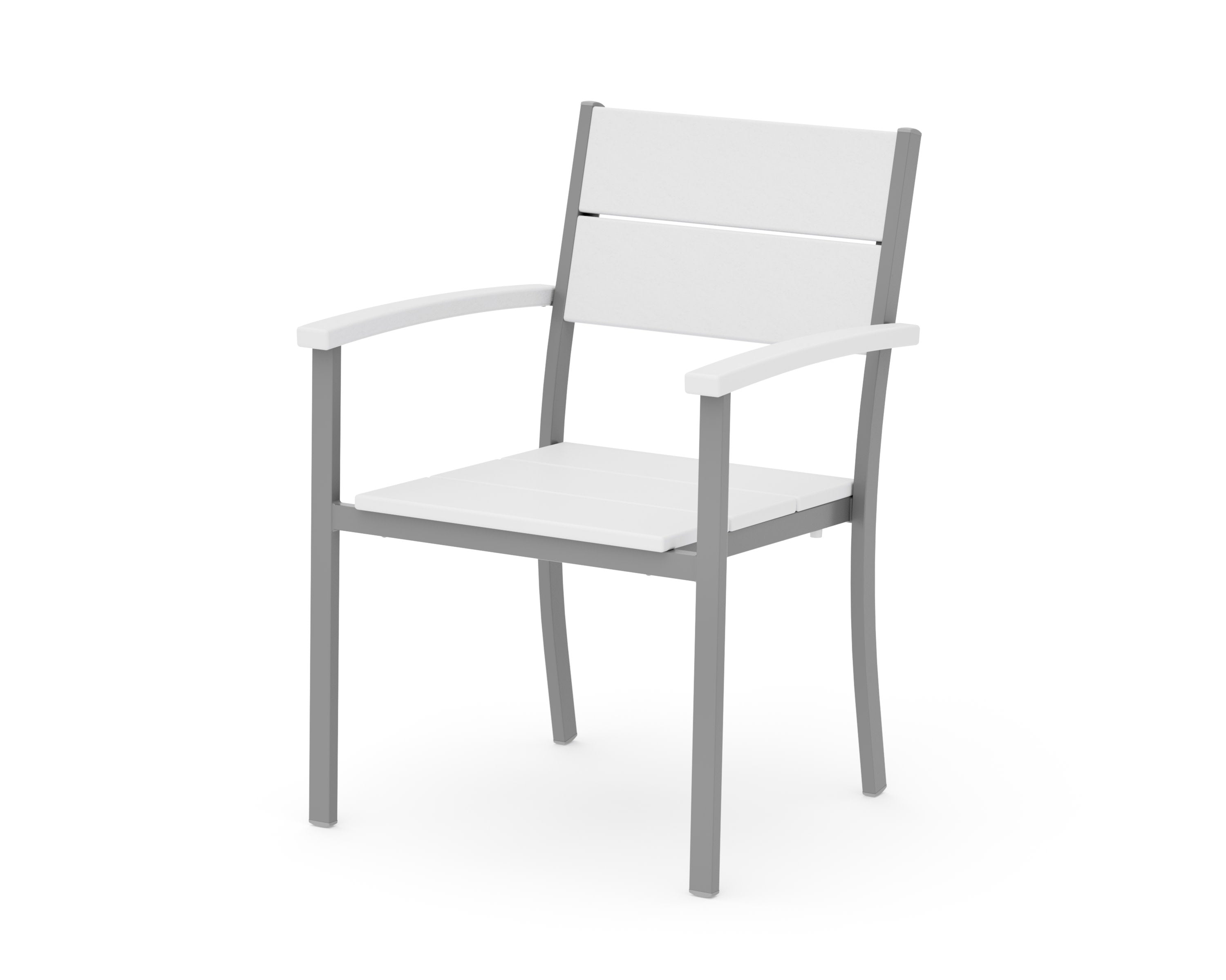 Main Street Stacking Dining Arm Chair in Silver / White