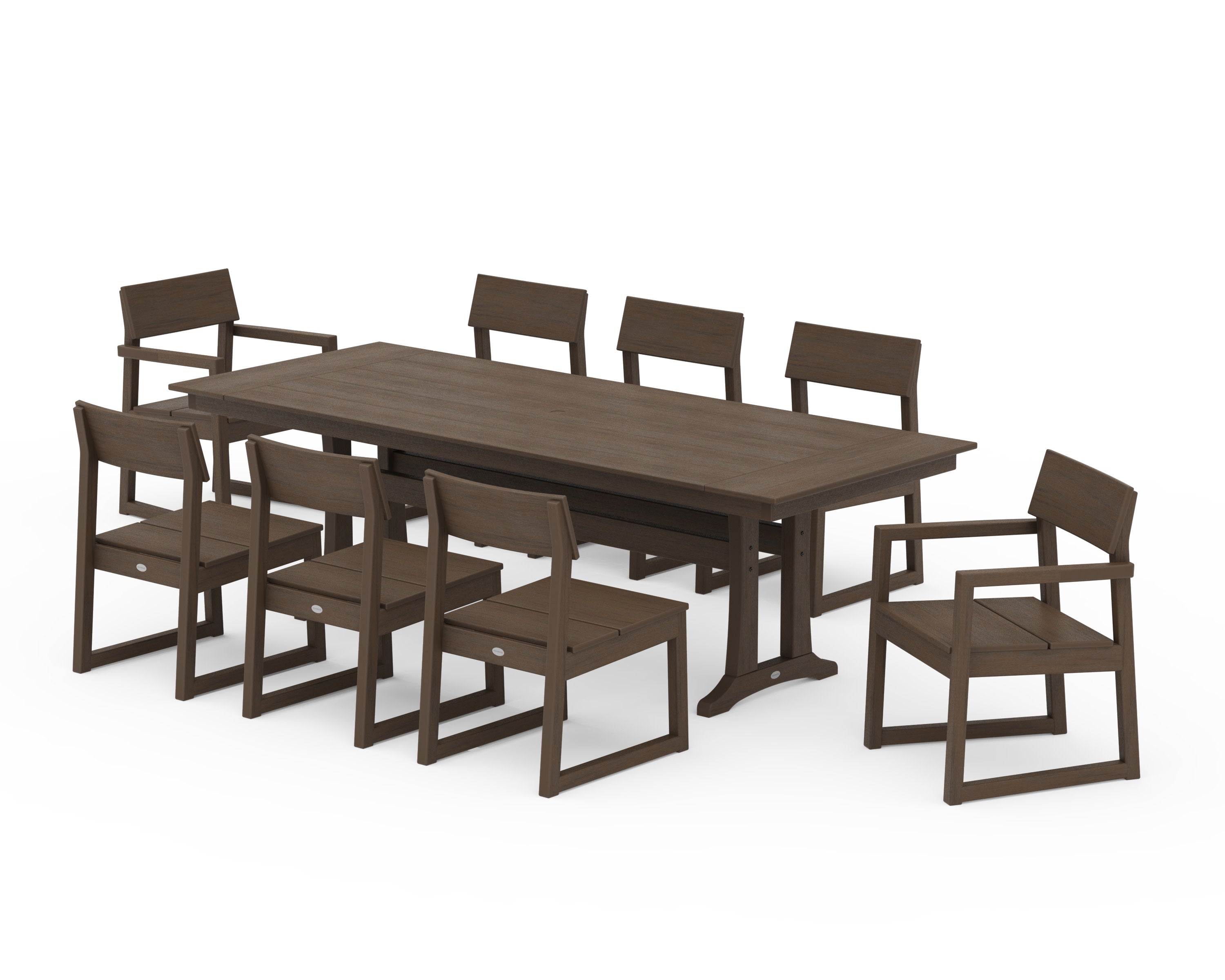 EDGE 9-Piece Farmhouse Dining Set with Trestle Legs in Kona