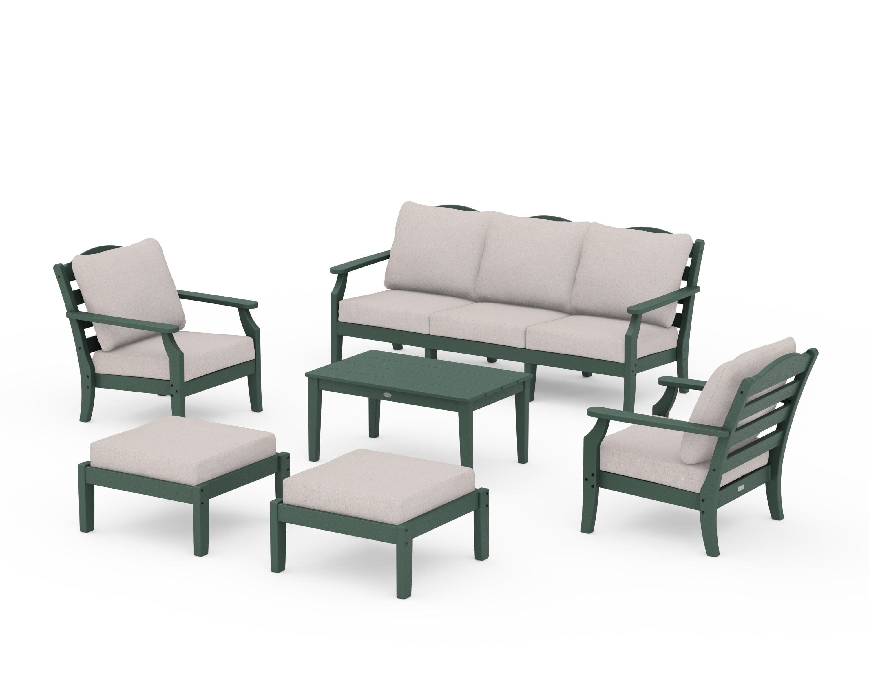 Savannah 6-Piece Lounge Sofa Set in Green / Dune Burlap