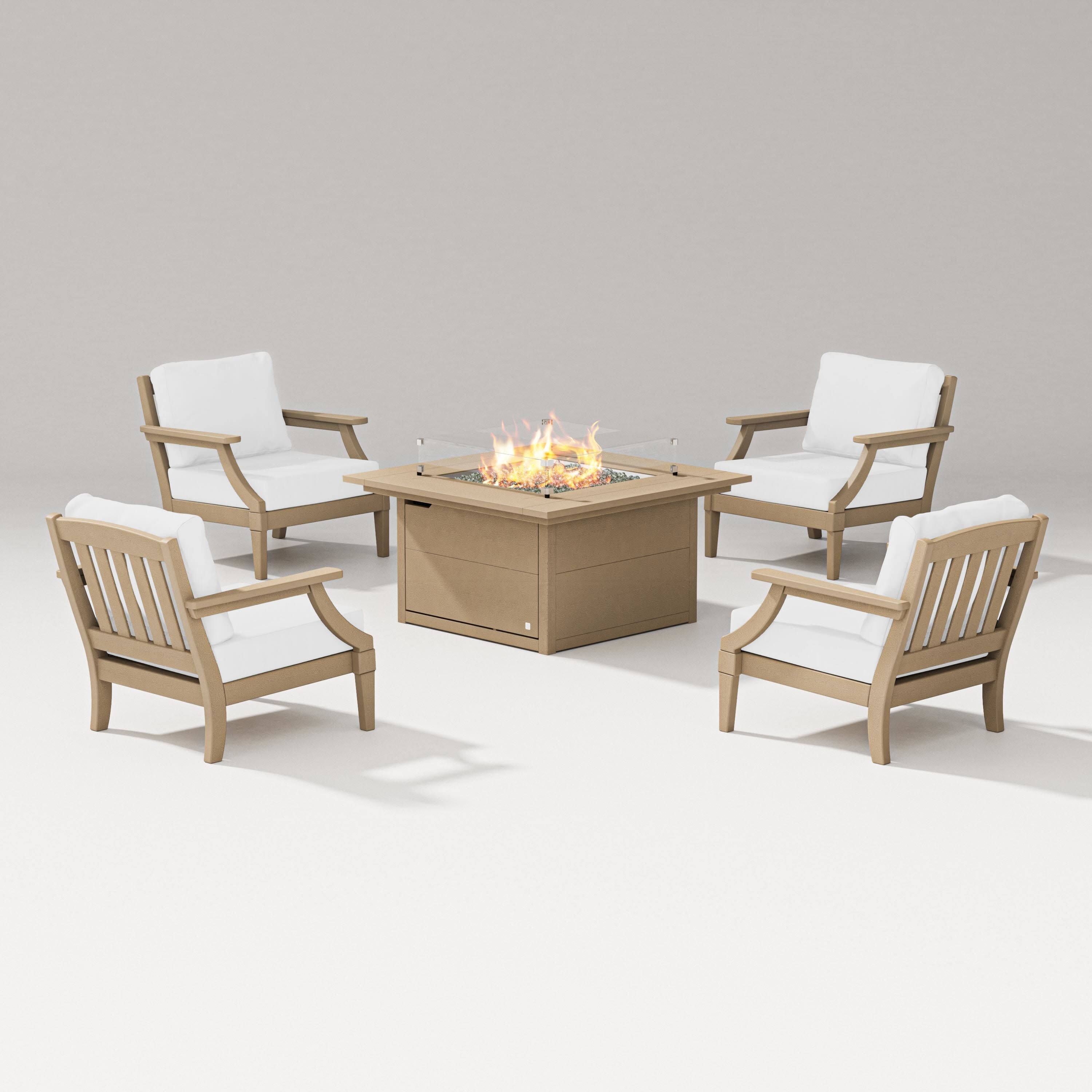 Estate 5-Piece Lounge Fire Table Set in Vintage Sahara / Natural