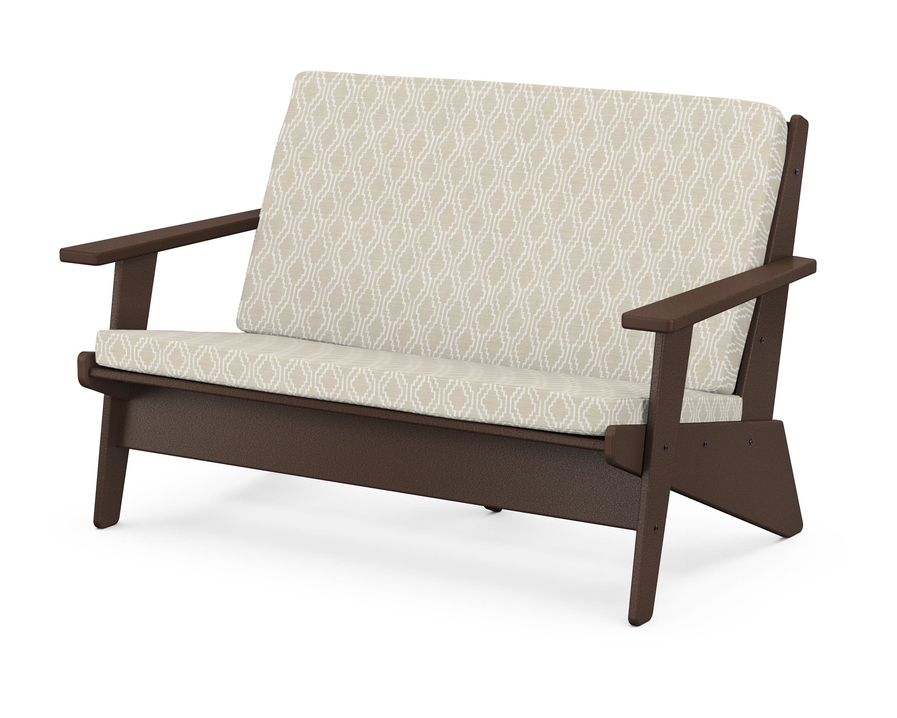 Riviera Modern Lounge Loveseat in Mahogany / Solve Linen