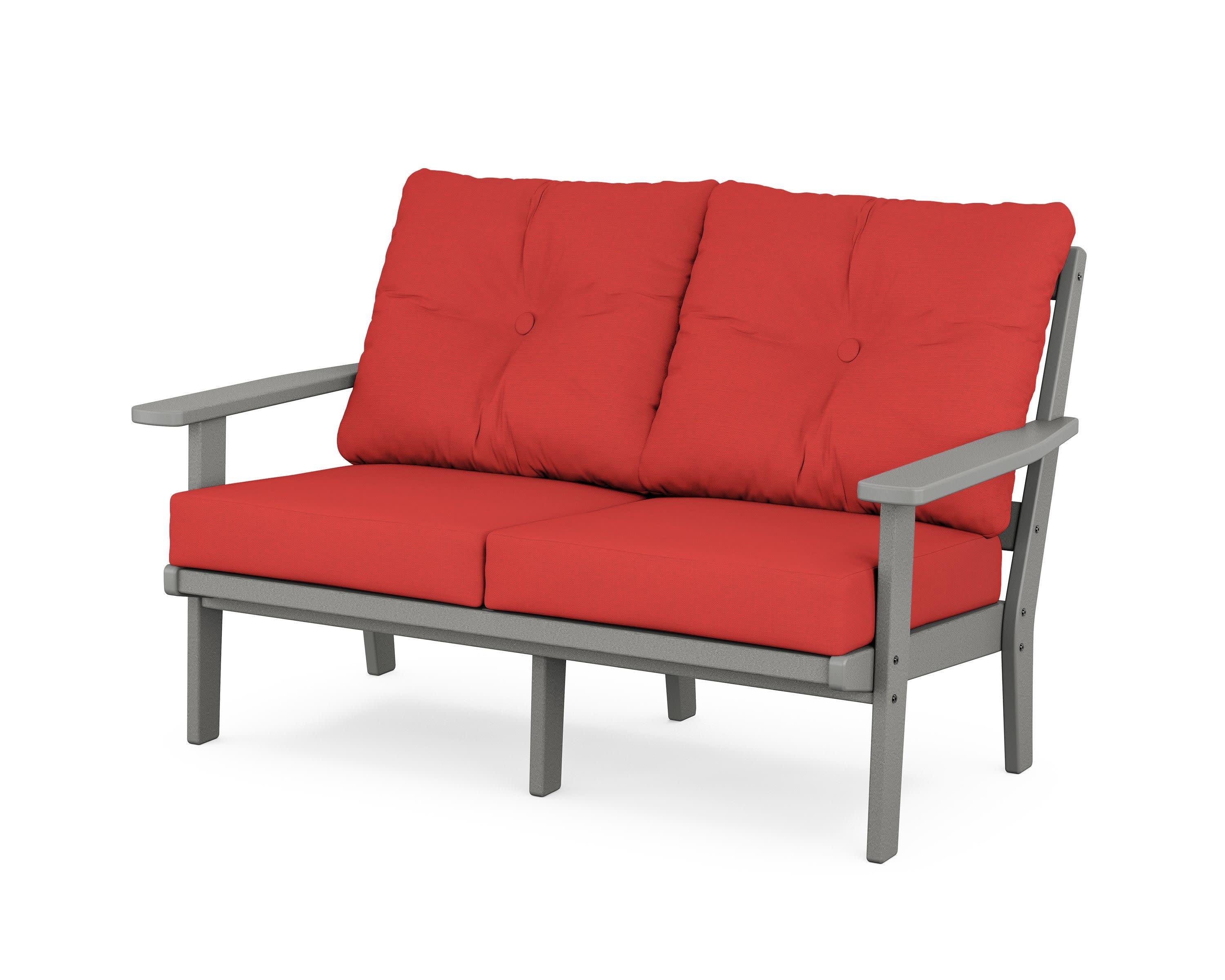 Oxford Deep SeatingLoveseat in Slate Grey / Crimson Linen