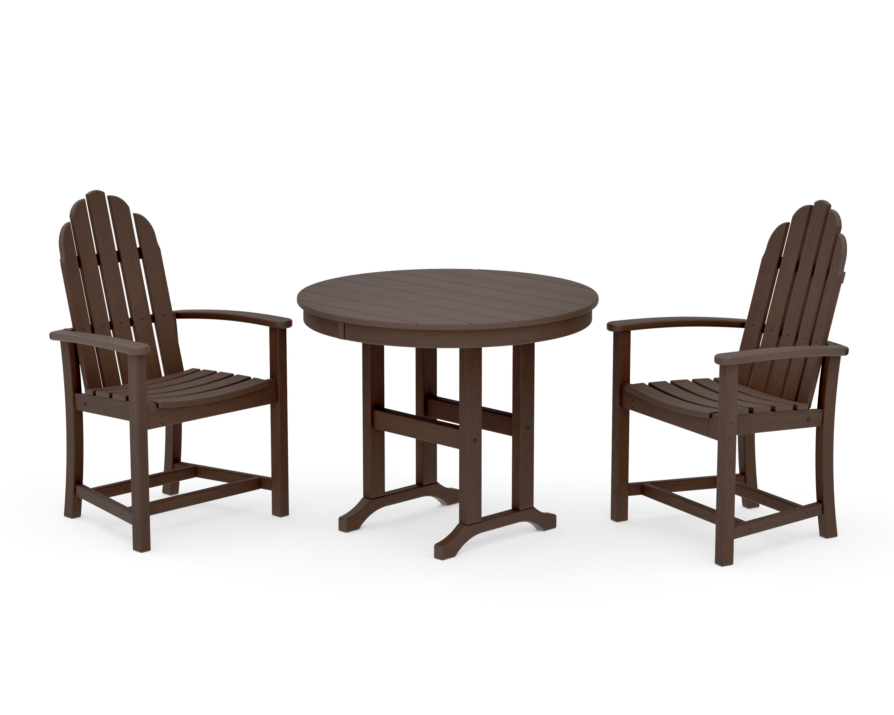 Classic Adirondack 3-Piece Round Dining Set in Kona