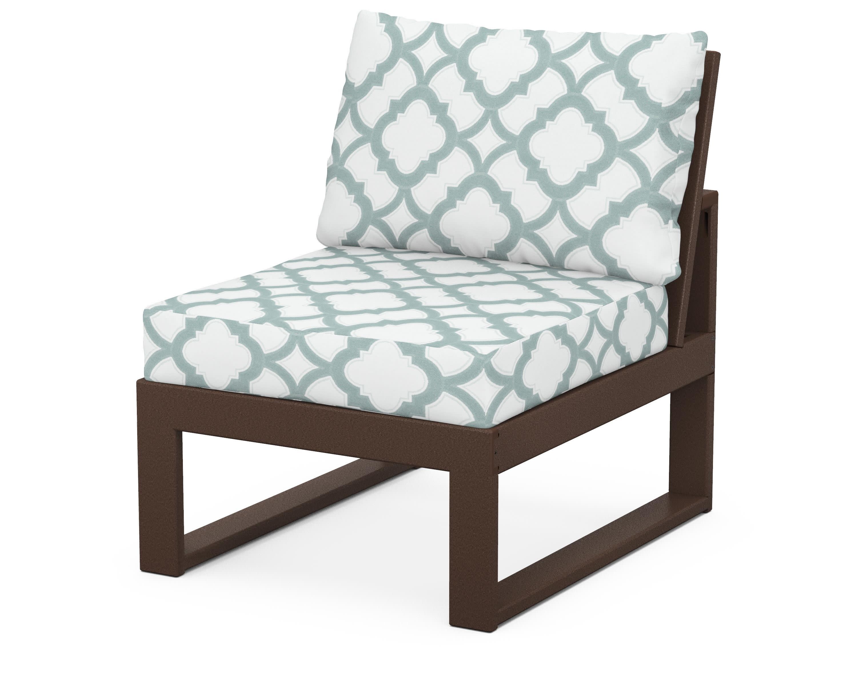 Modular Armless Chair in Mahogany / Trellis Glacier Spa