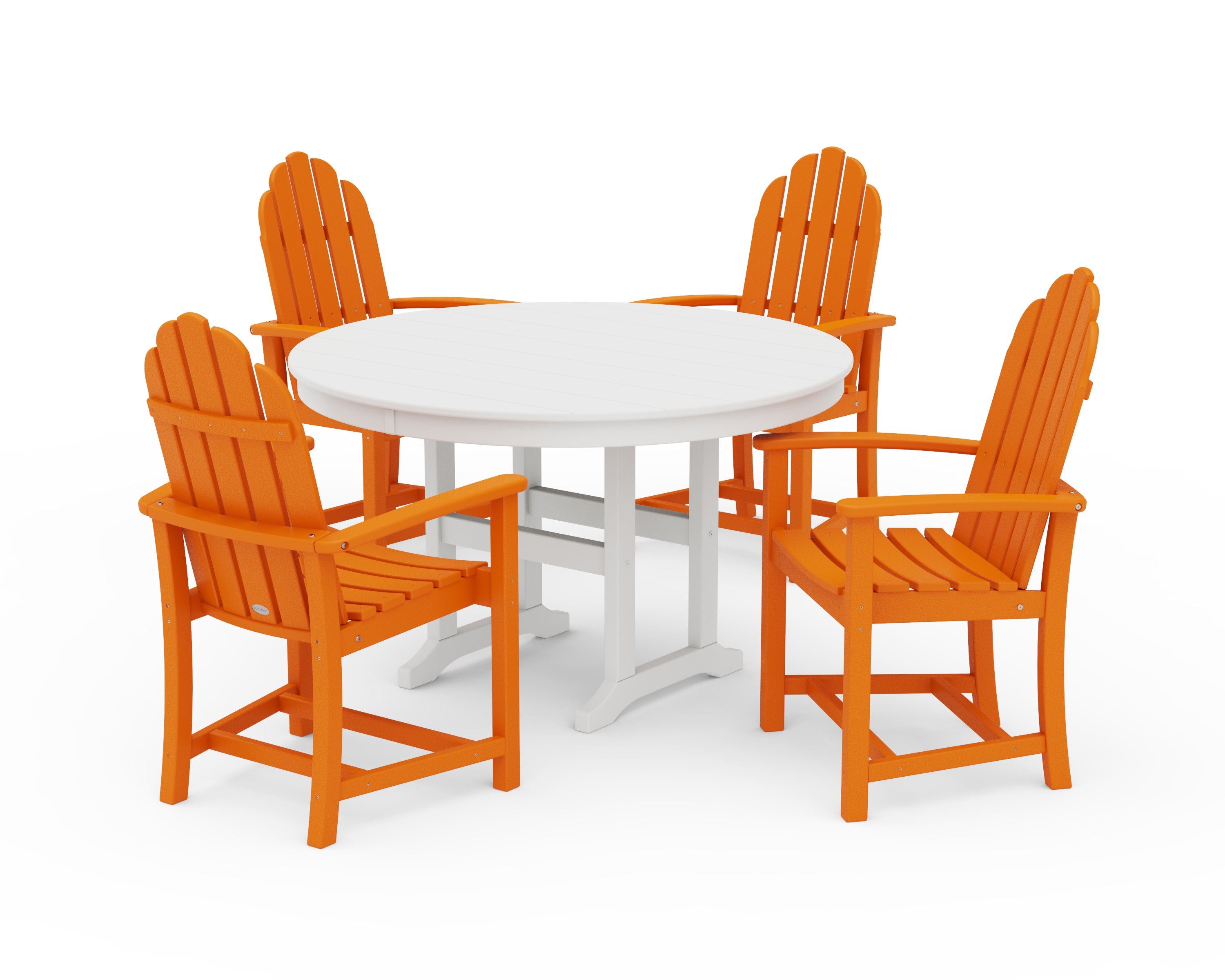 Classic Adirondack 5-Piece Round Farmhouse Dining Set in Tangerine / White