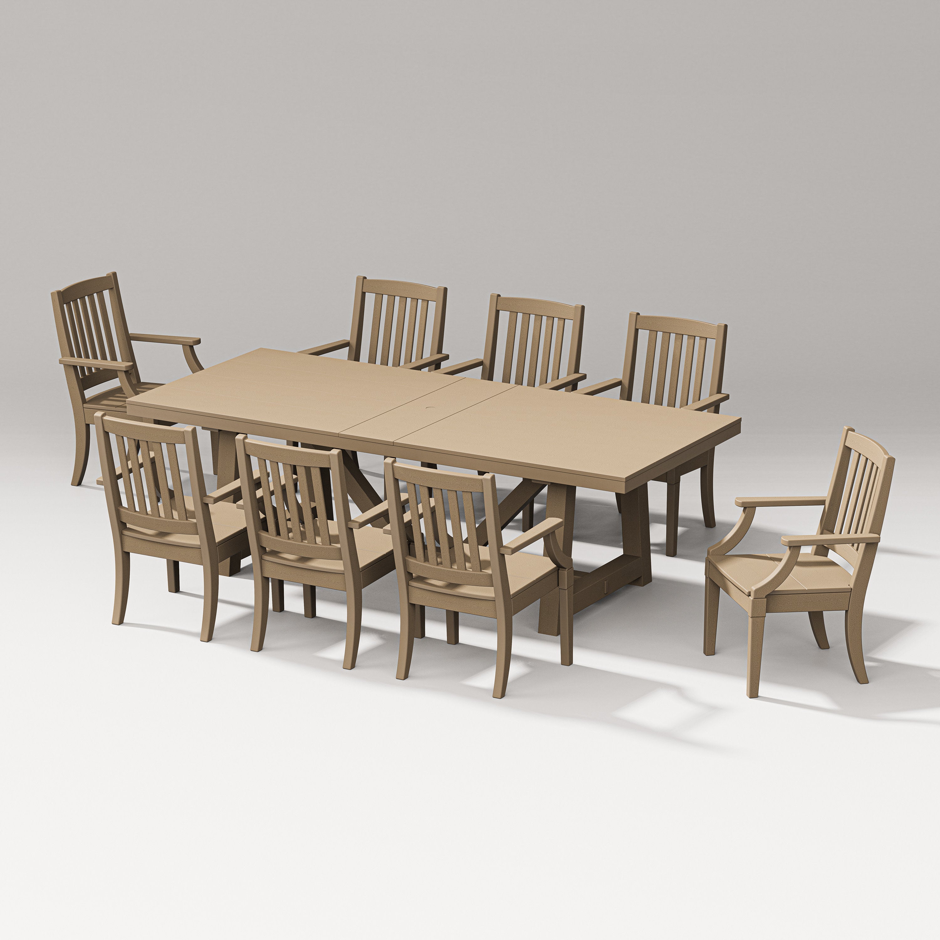 Estate 9-Piece A-Frame Table Dining Set in Vintage Sahara