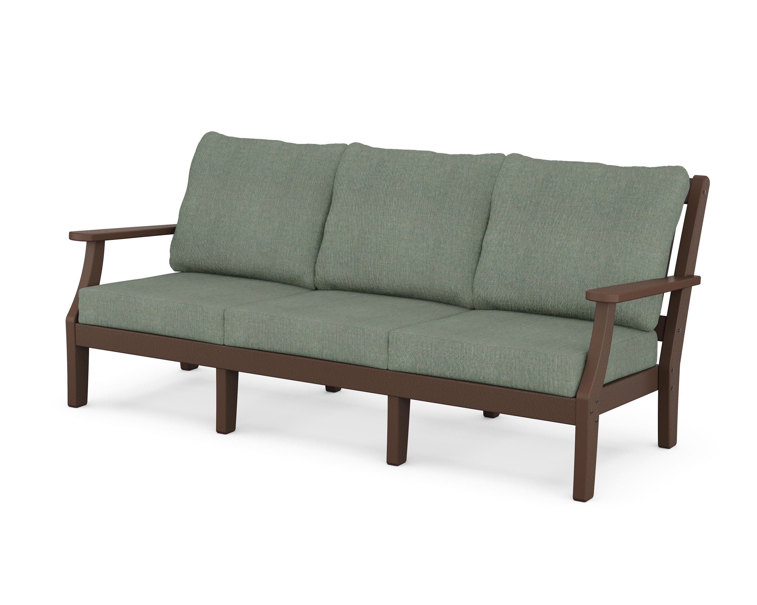Chinoiserie Deep Seating Sofa in Mahogany / Cast Sage