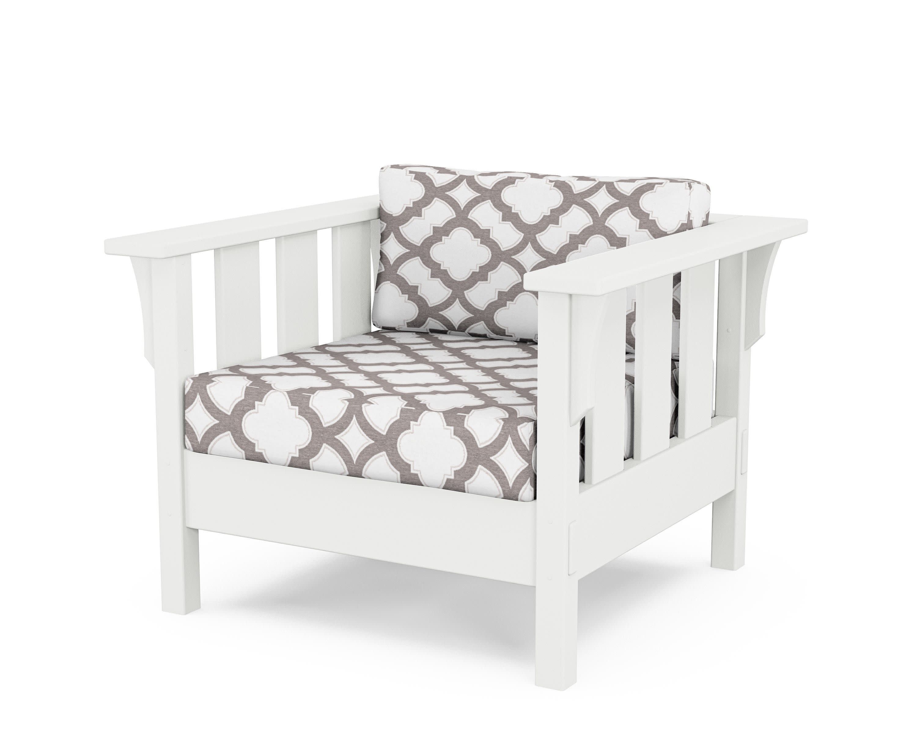Acadia Deep Seating Chair in White / Trellis Grey Mist