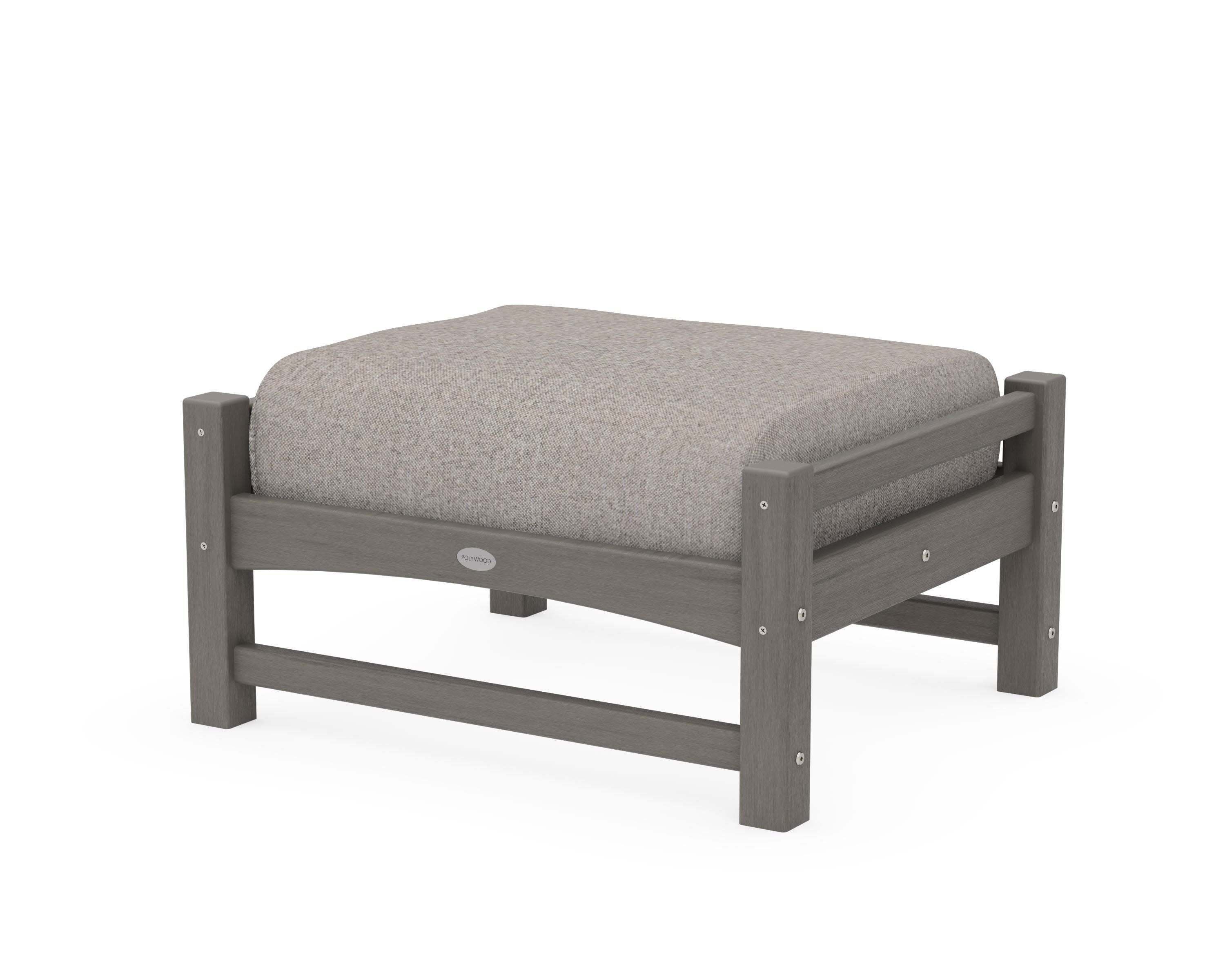 Club Ottoman in Driftwood / Weathered Tweed
