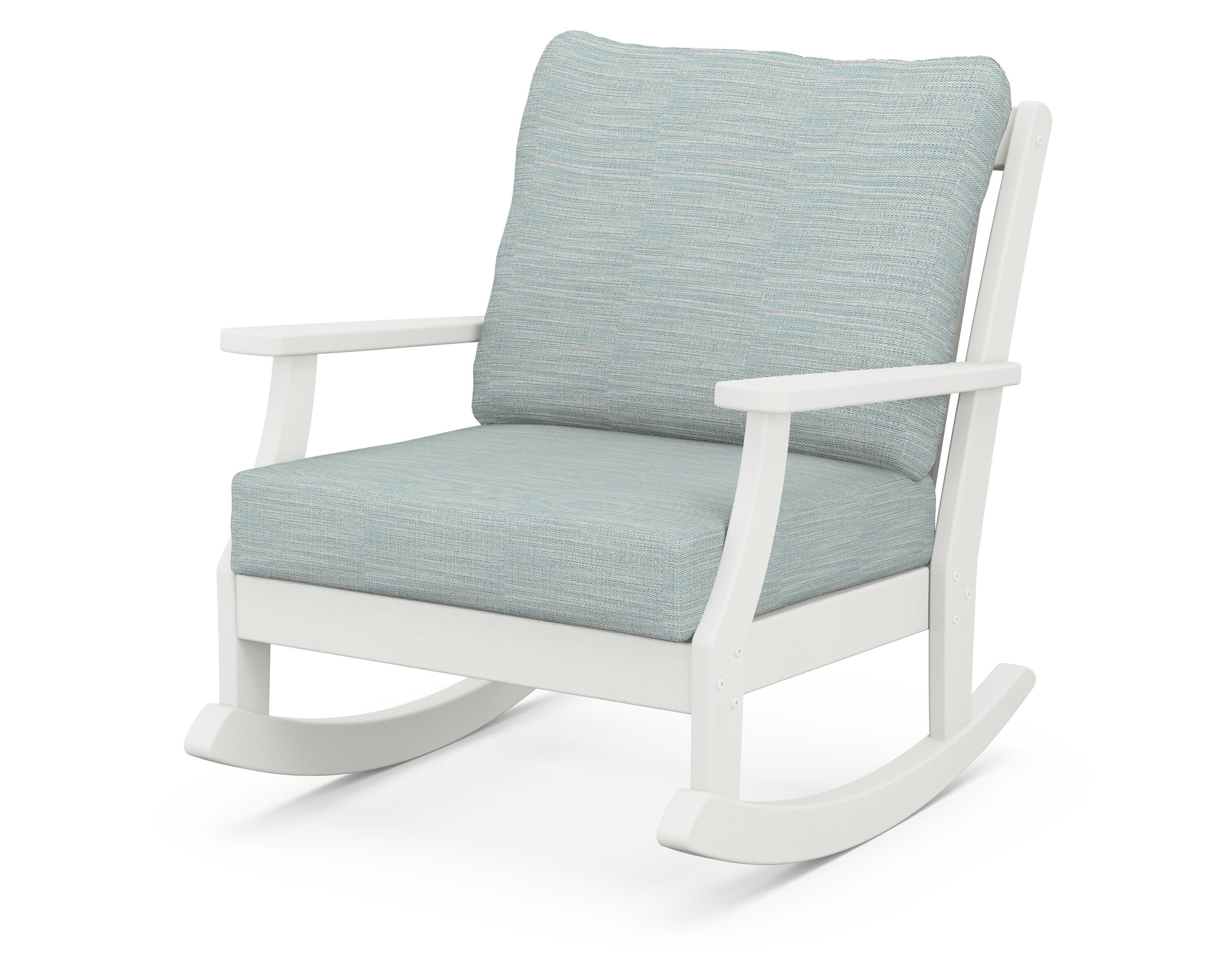 Braxton Deep Seating Rocking Chair in Vintage White / Soothe Mist
