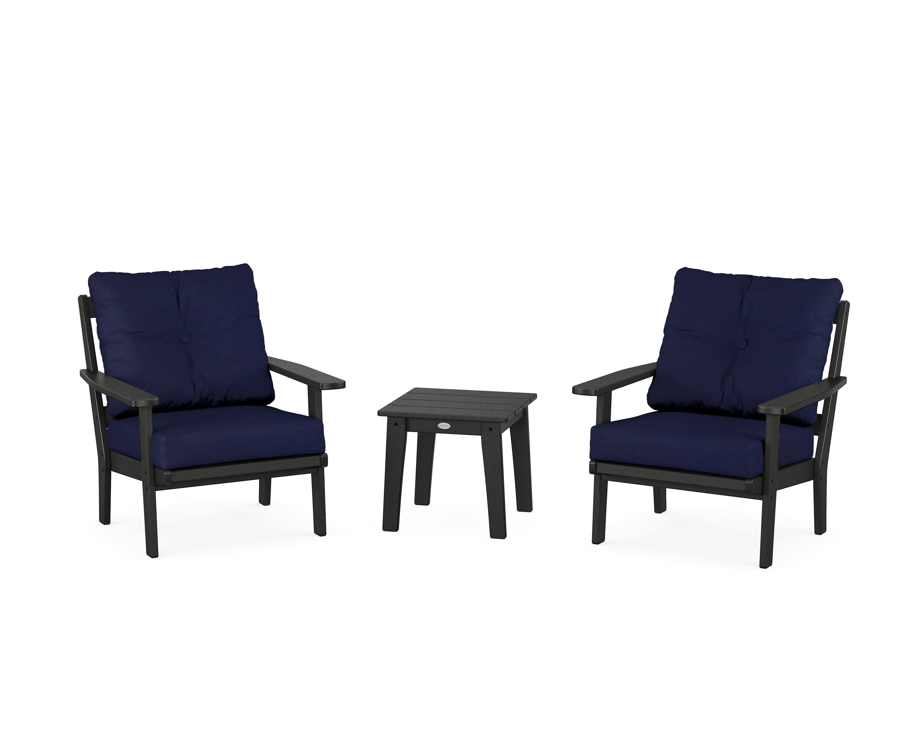 Oxford 3-Piece Deep Seating Set in Black / Navy