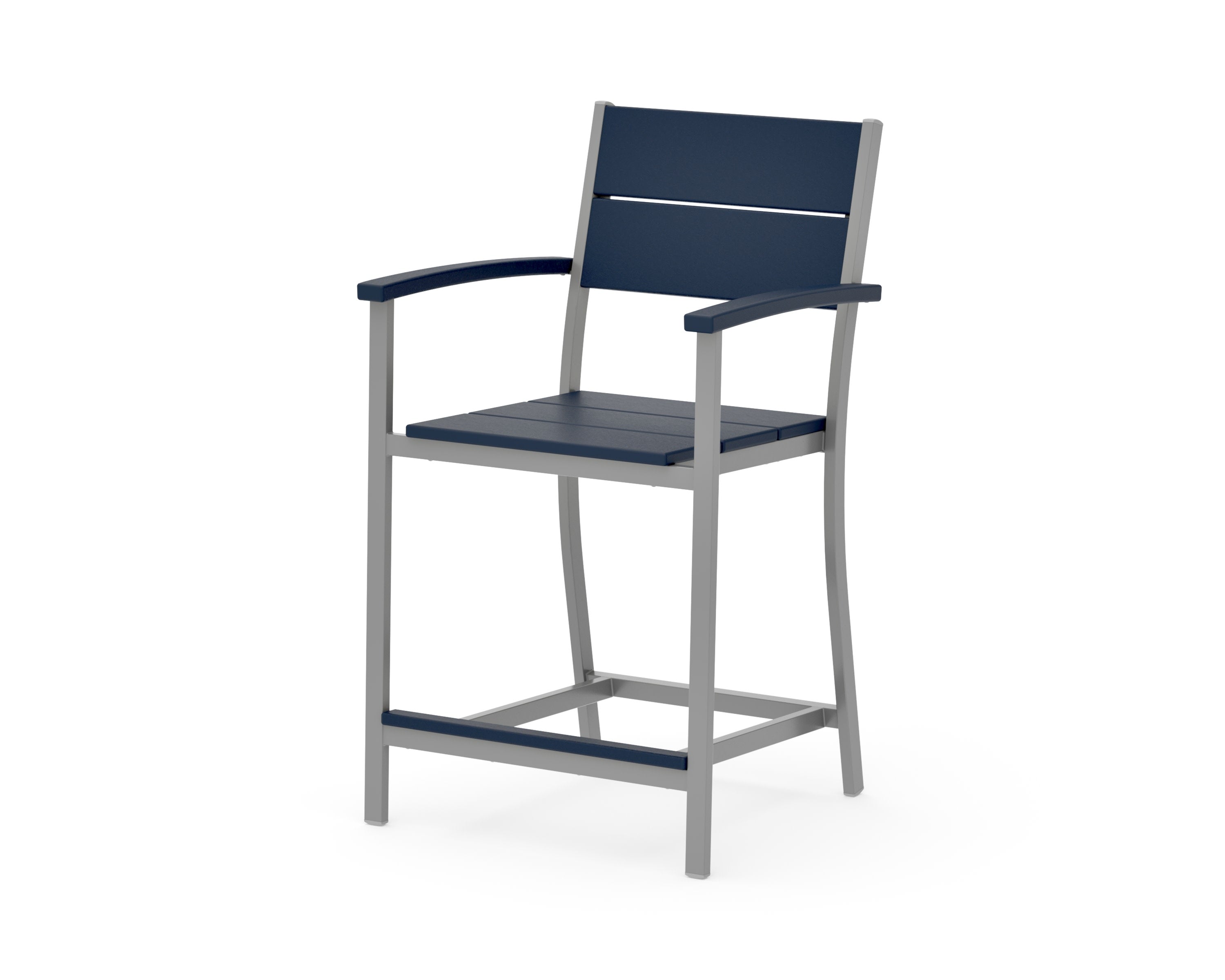 Main Street Counter Arm Chair in Silver / Navy