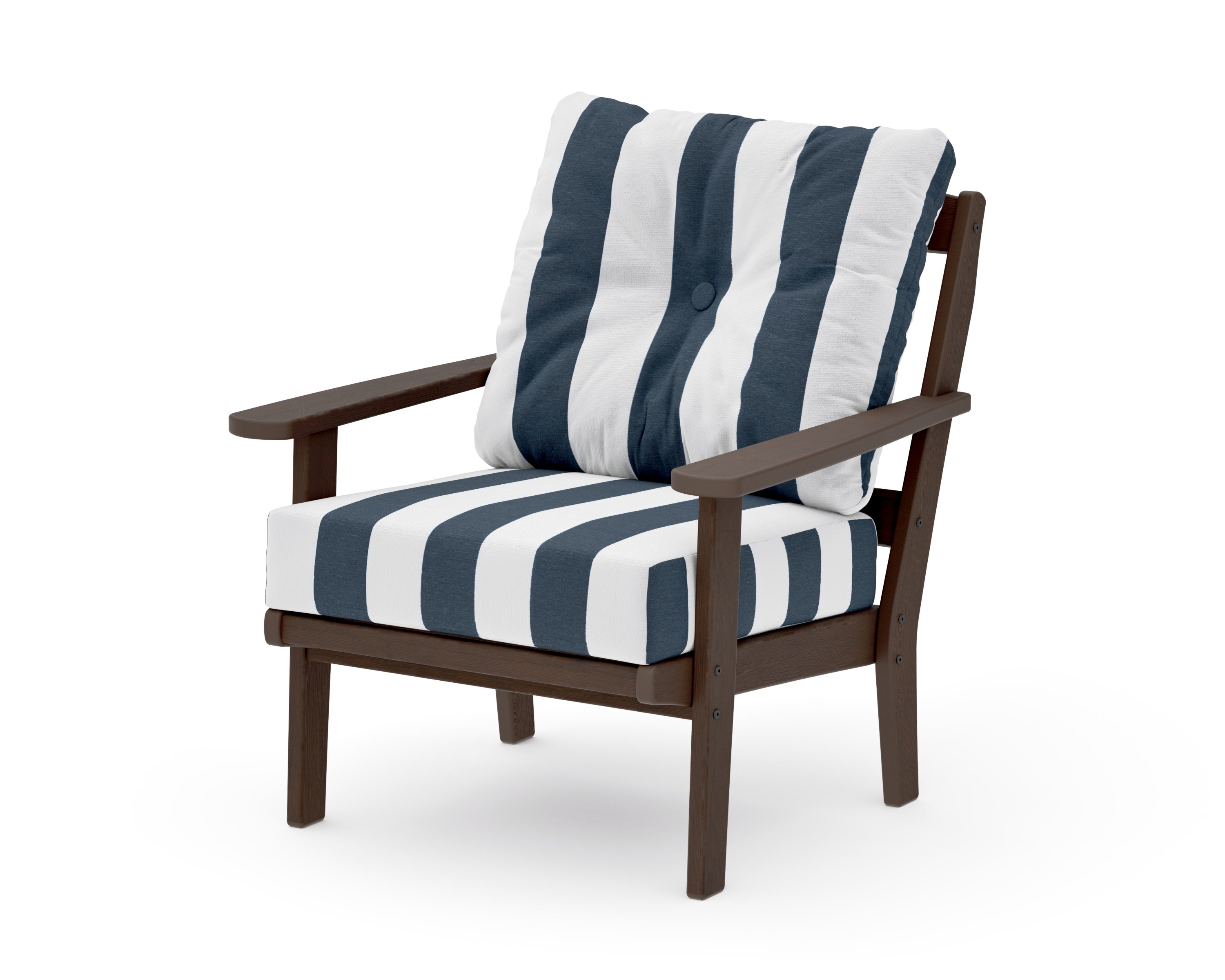 Mission Deep Seating Chair in Kona / Cabana Stripe Marine Indigo