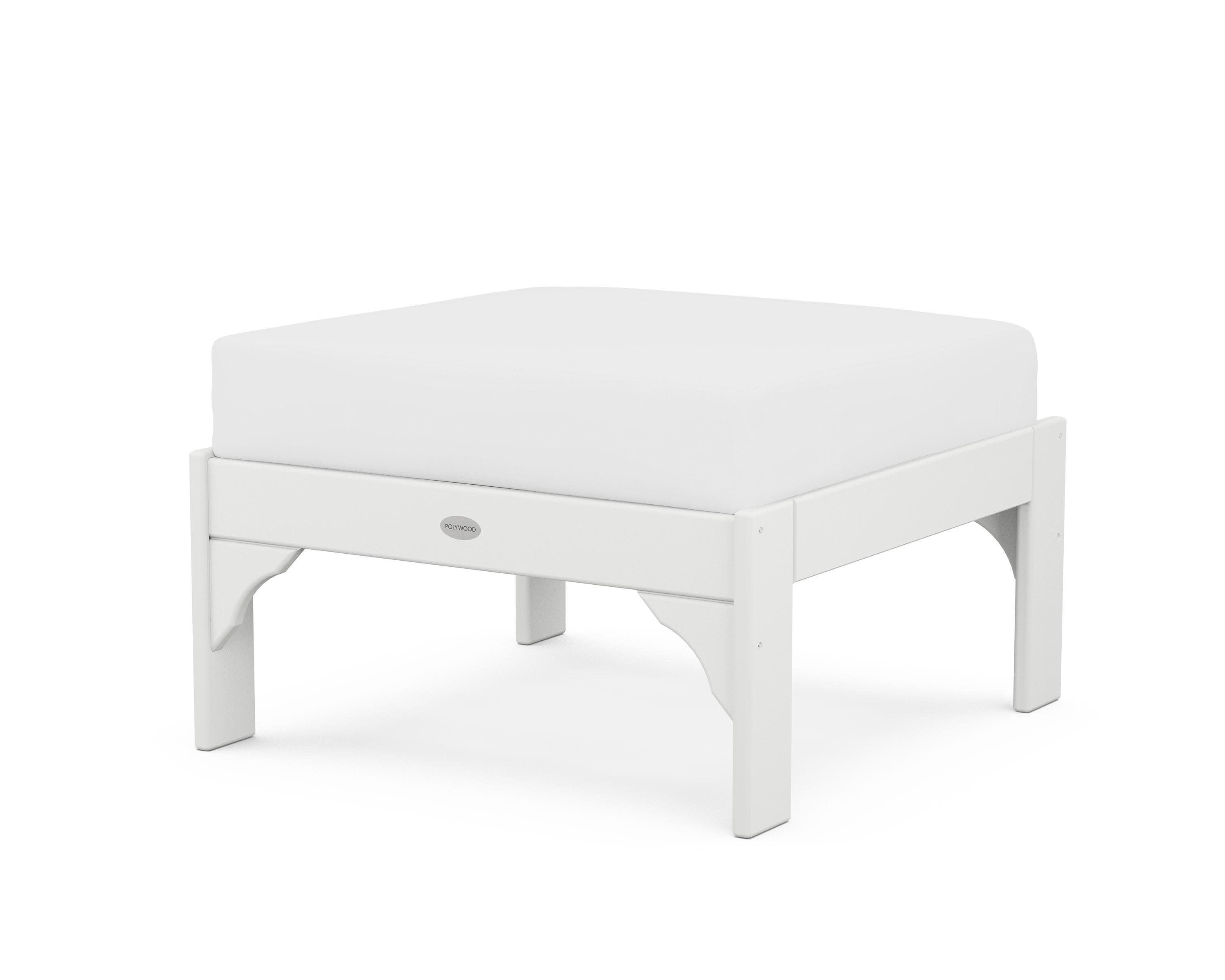 Vineyard Deep Seating Ottoman in White / Natural