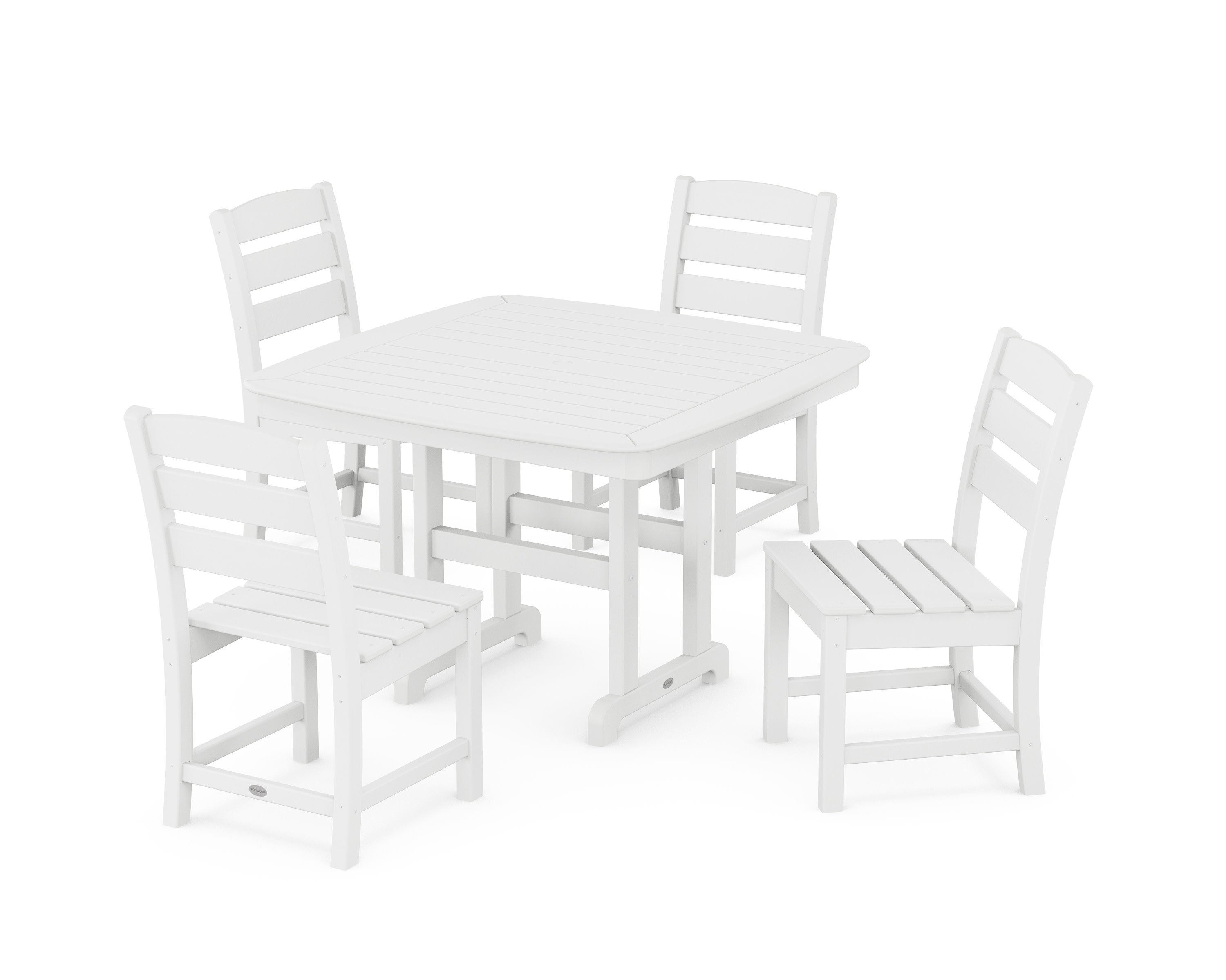 Lakeside Side Chair 5-Piece Dining Set with Trestle Legs in White