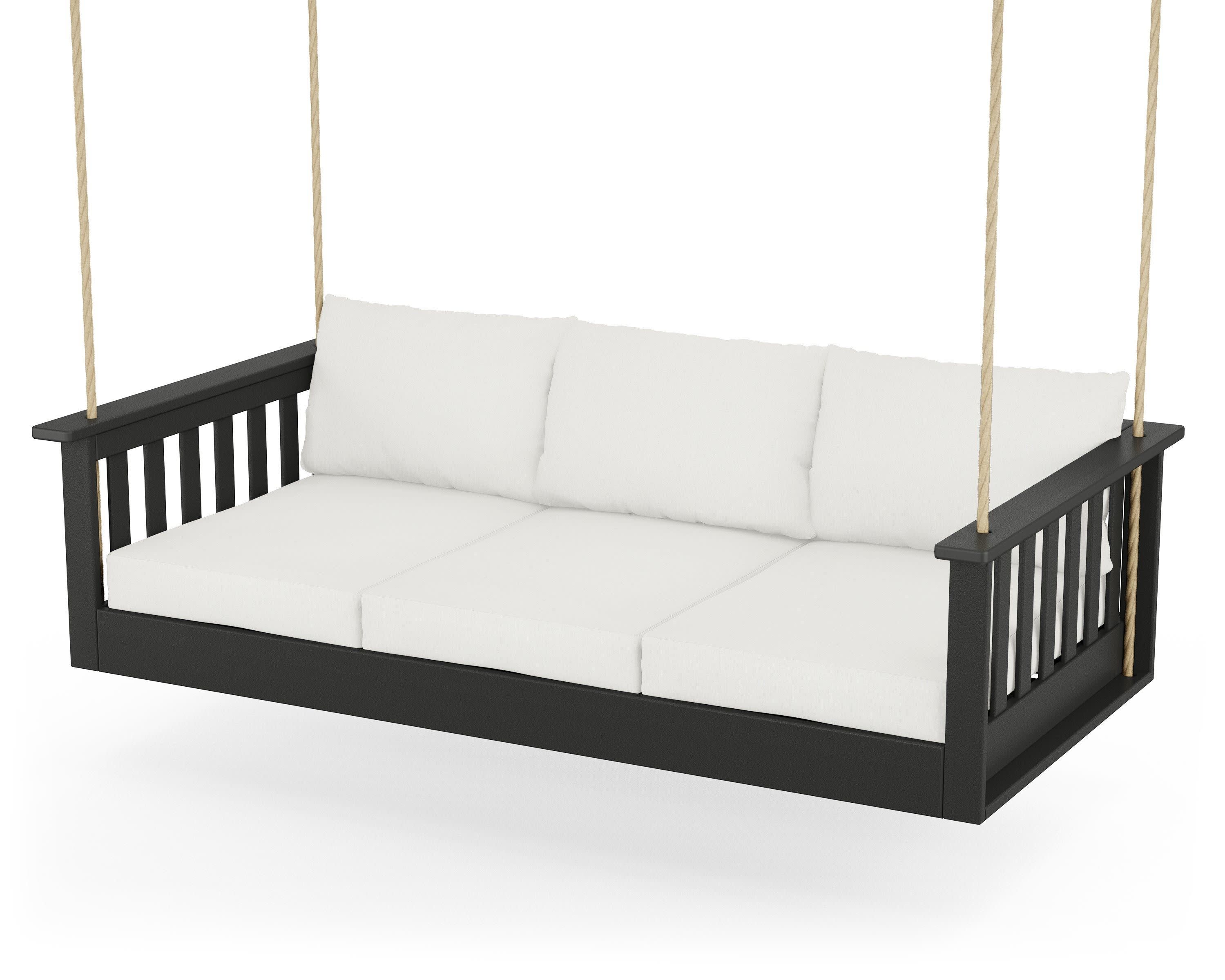 Vineyard Daybed Swing in Black / Natural Linen