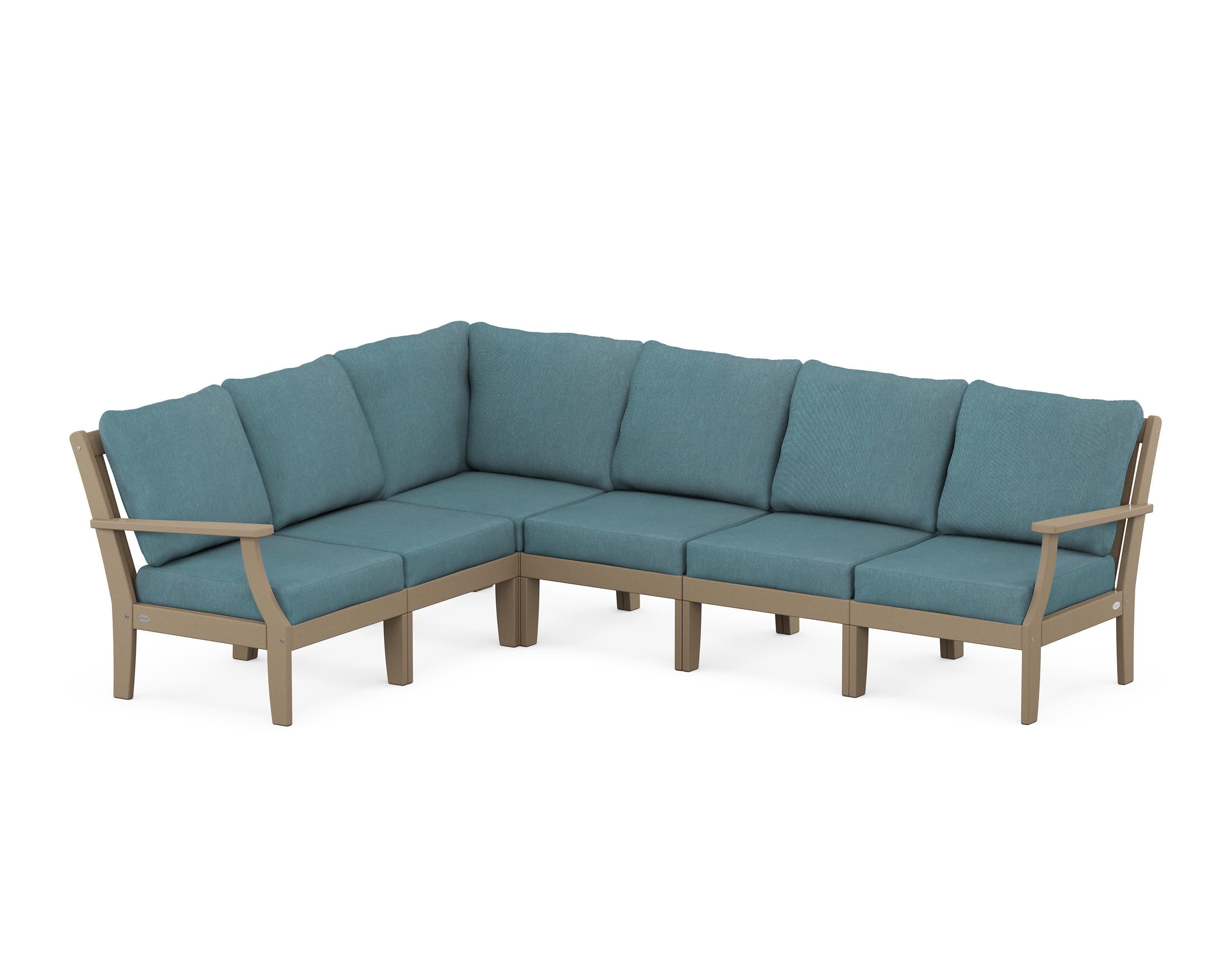 Braxton Modular 6-Piece Deep Seating Set in Vintage Sahara / Ocean Teal