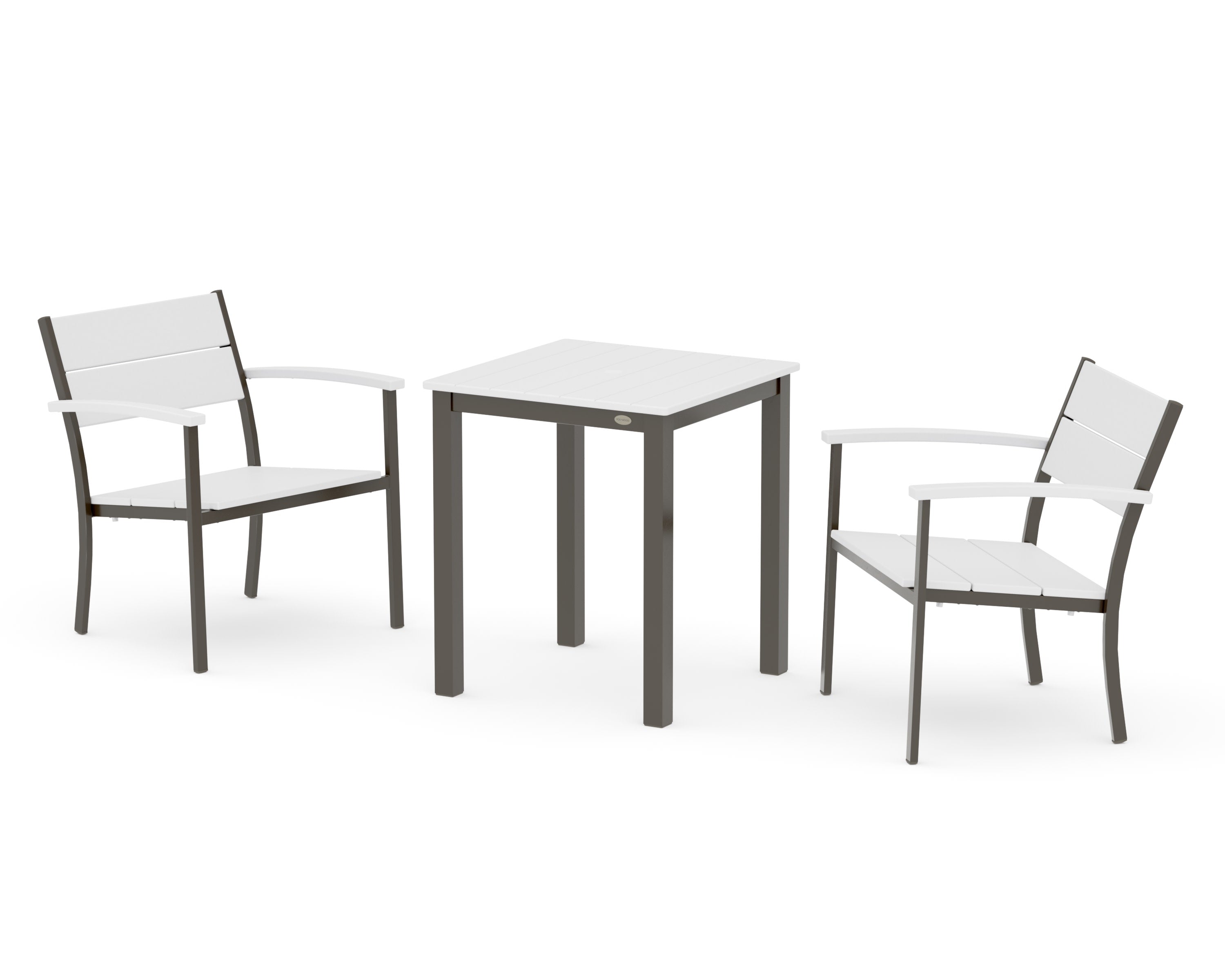 Main Street 3-Piece Square Dining Set in Bronze / White