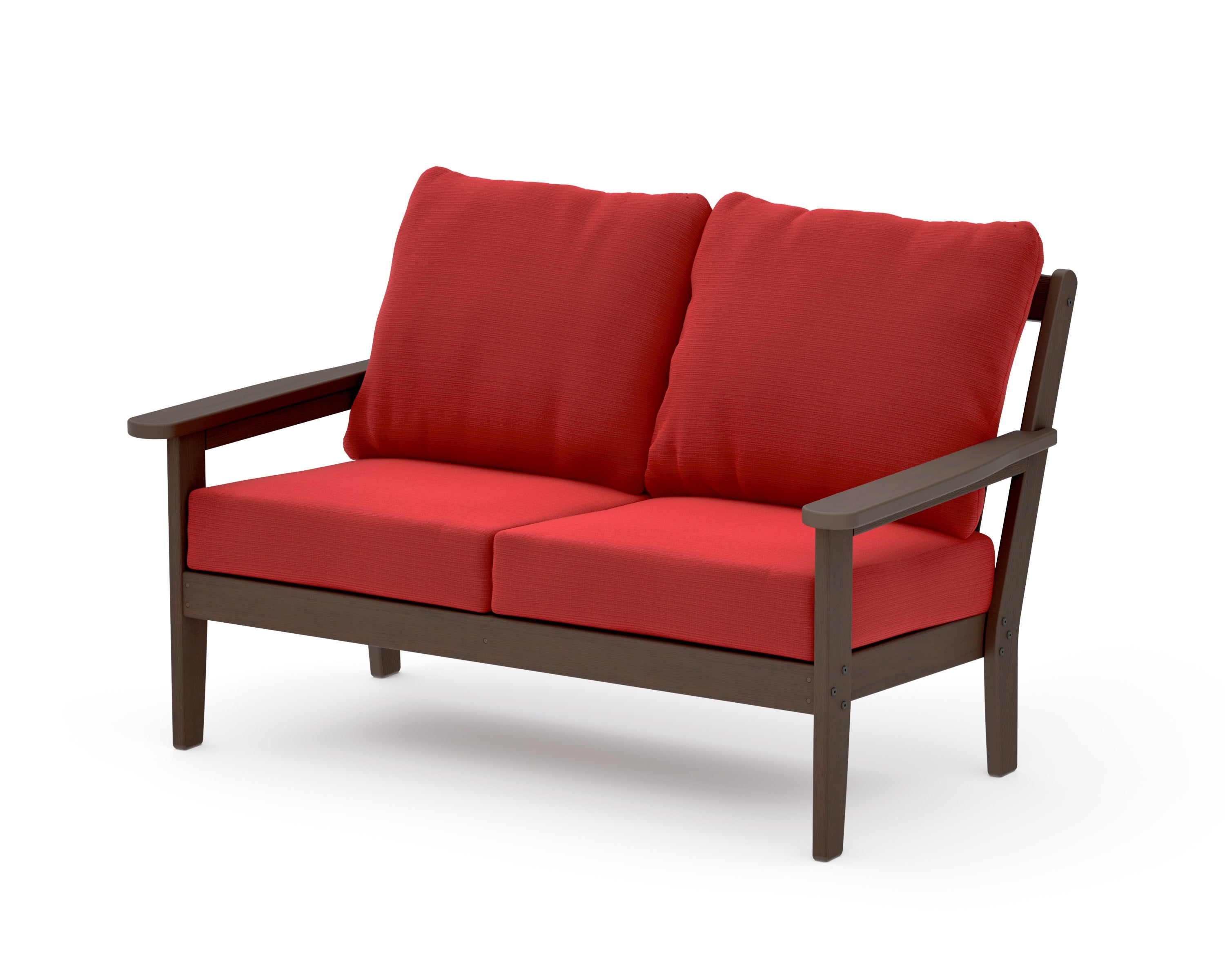 Cottage Deep Seating Loveseat in Kona / Crimson Linen