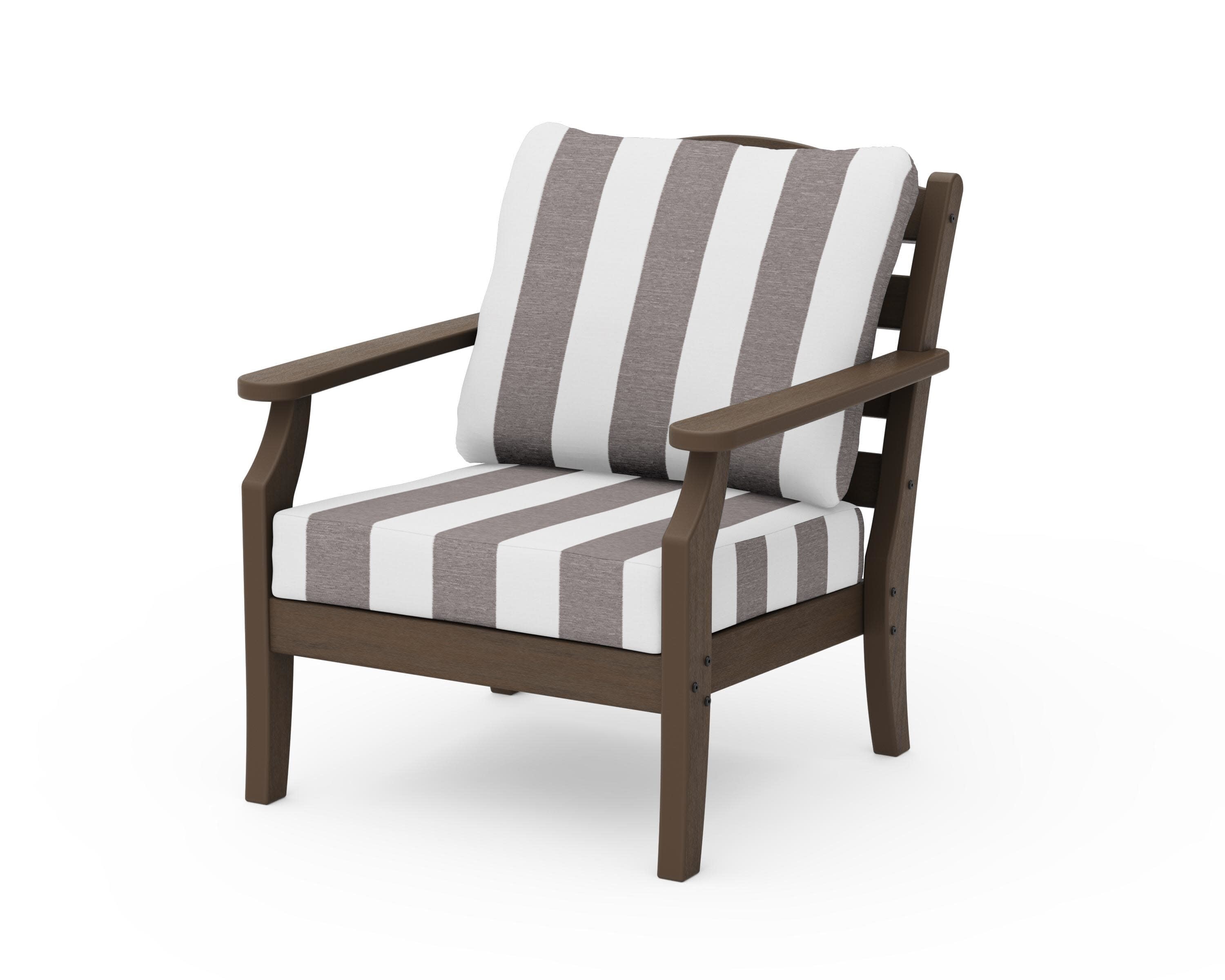 Savannah Deep Seating Chair in Kona / Cabana Stripe Grey Mist