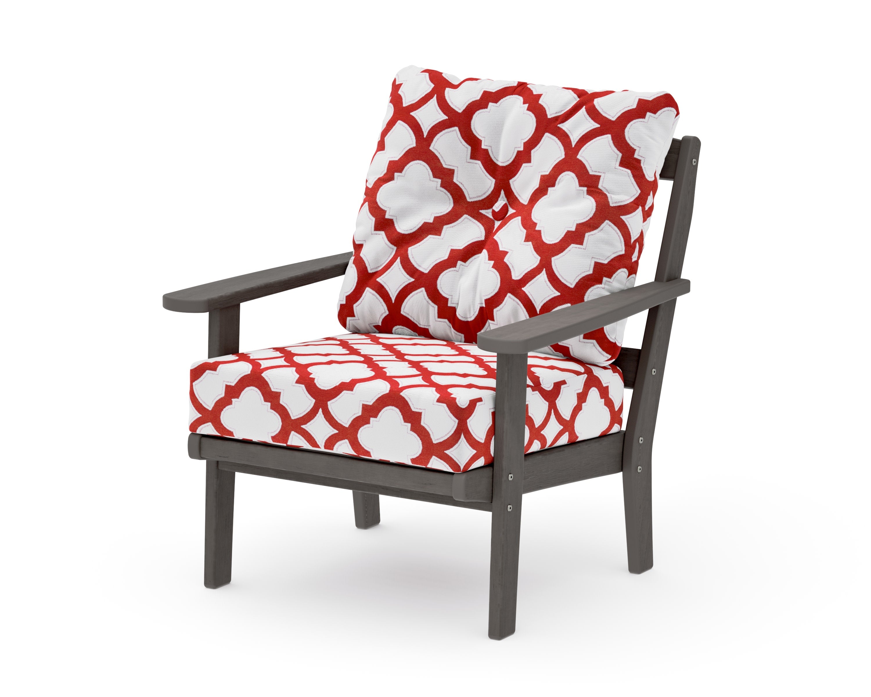 Mission Deep Seating Chair in Driftwood / Trellis Crimson